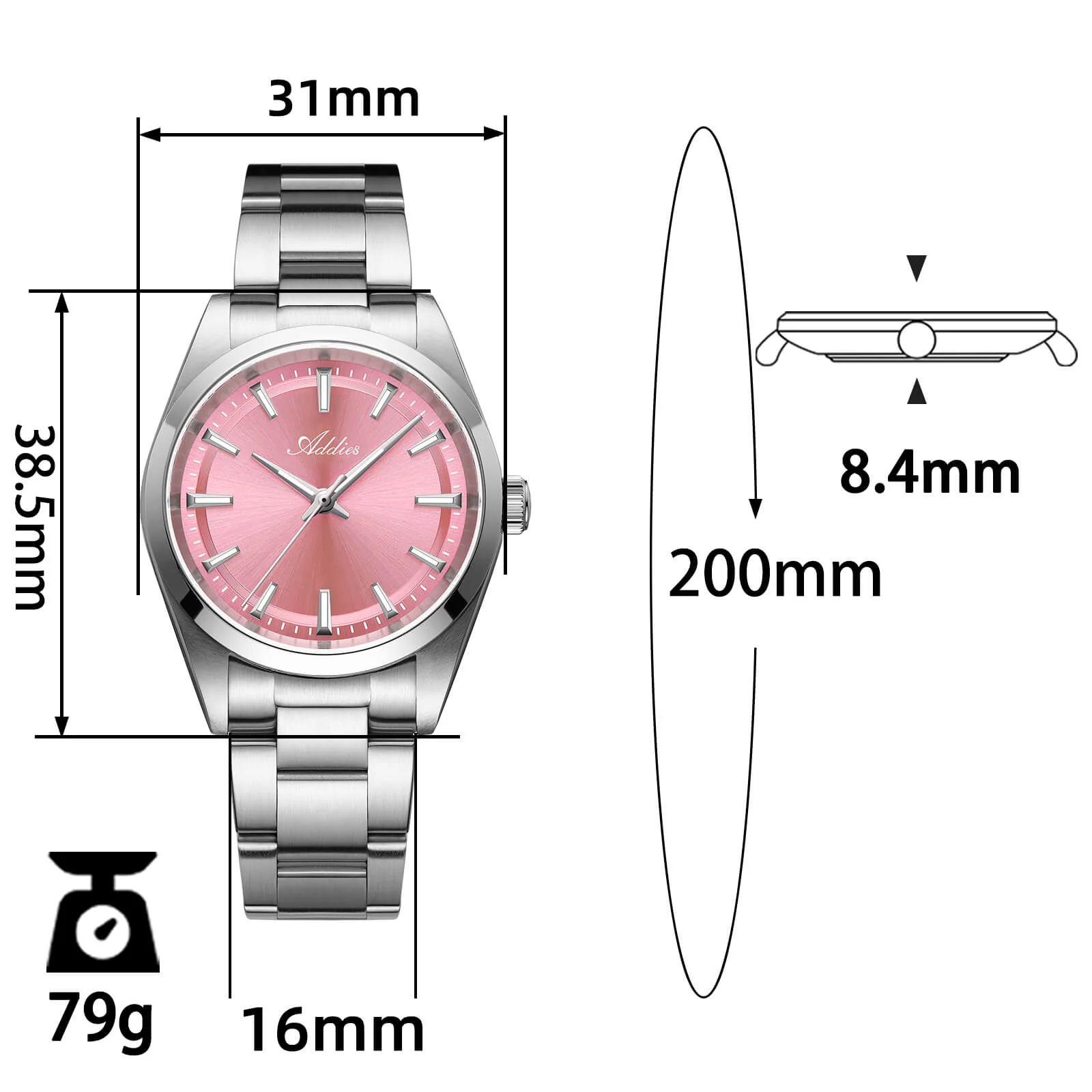 Addies 31mm Sunburst Women's Quartz Watch Sapphire Crystal AW25908 - Image 3