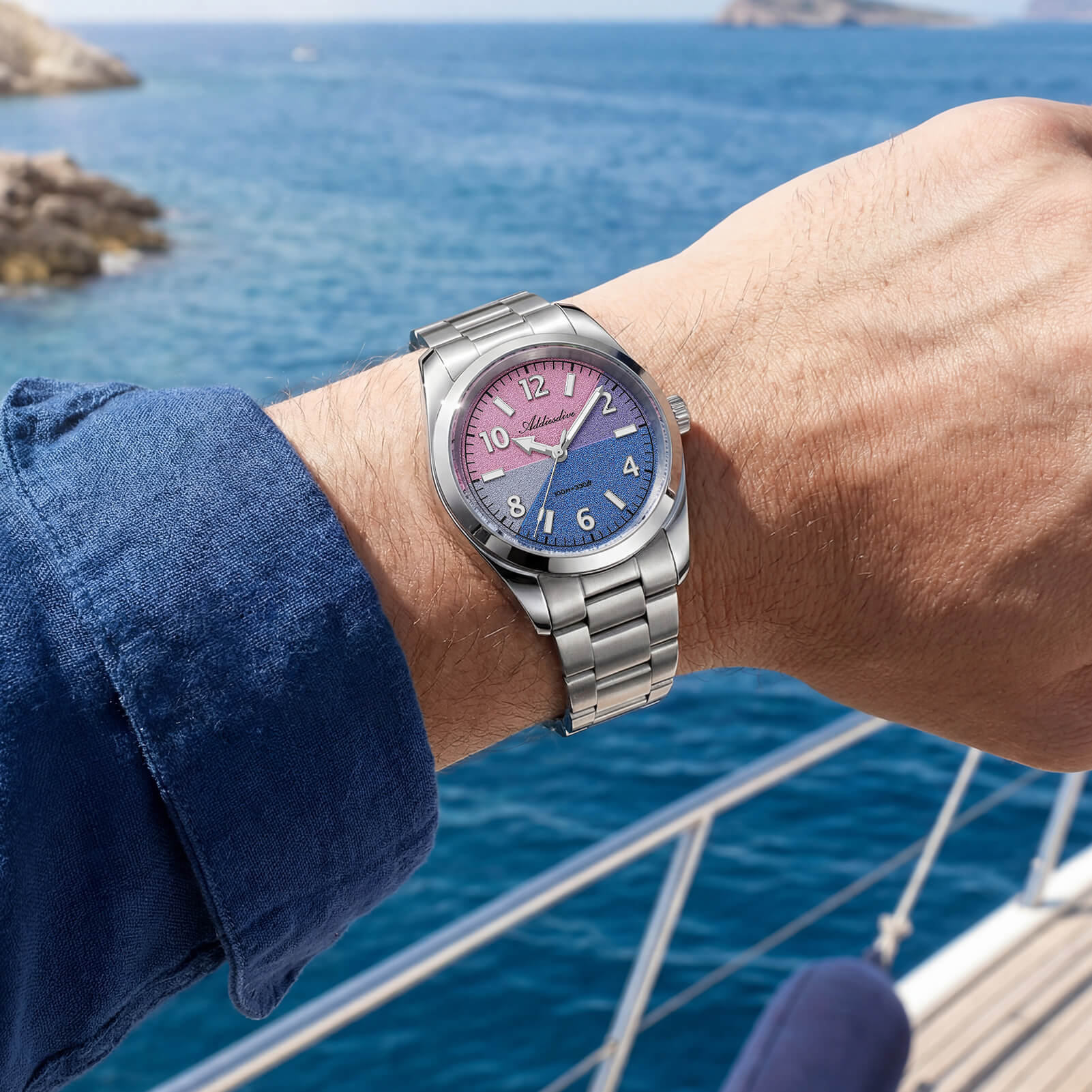 🔥New Arrival🔥ADDIESDIVE 36mm Color Block Dial Quartz Watch AD2555 Sapphire Crystal - Image 9
