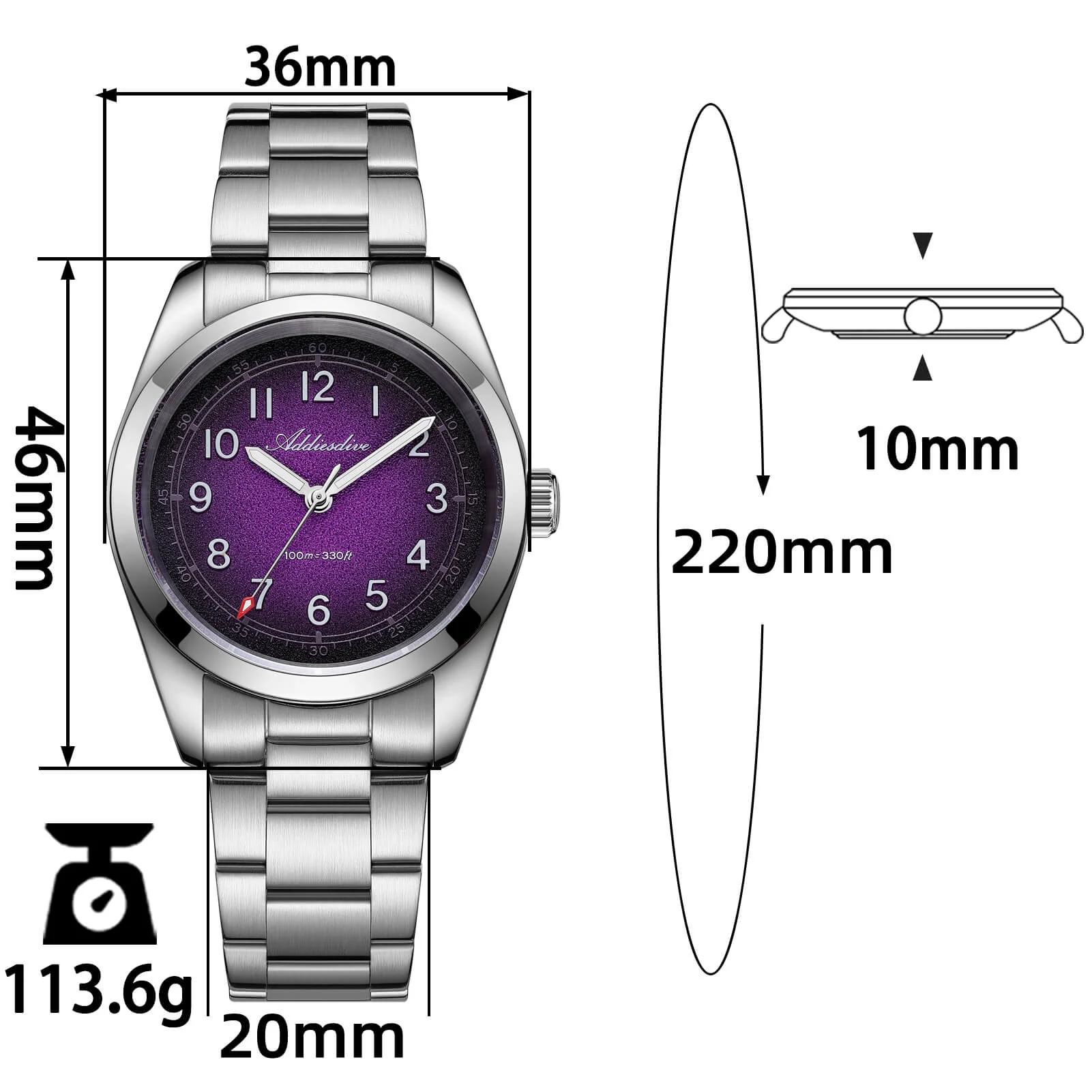 ADDIESDIVE 36mm Luxury Quartz Watch AD2553 - Image 16