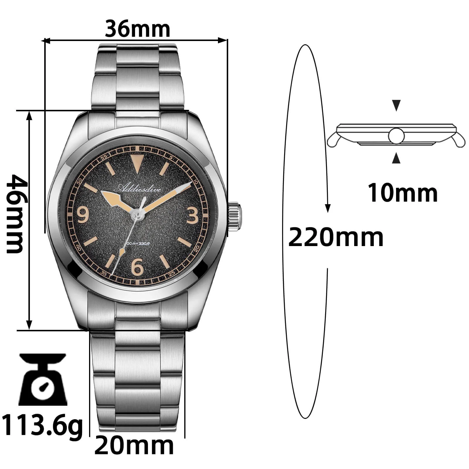 ADDIESDIVE 36mm Luxury Quartz Watch AD2554 - Image 11