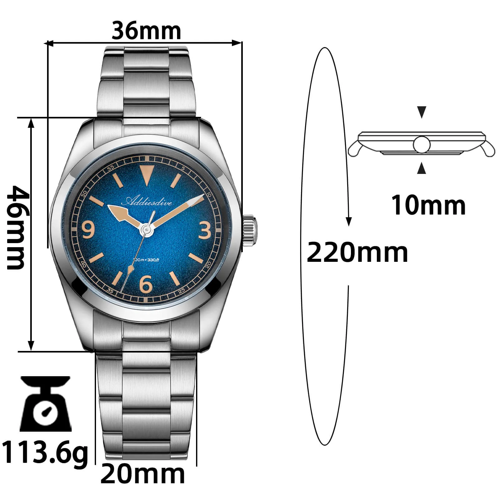 ADDIESDIVE 36mm Luxury Quartz Watch AD2554 - Image 18