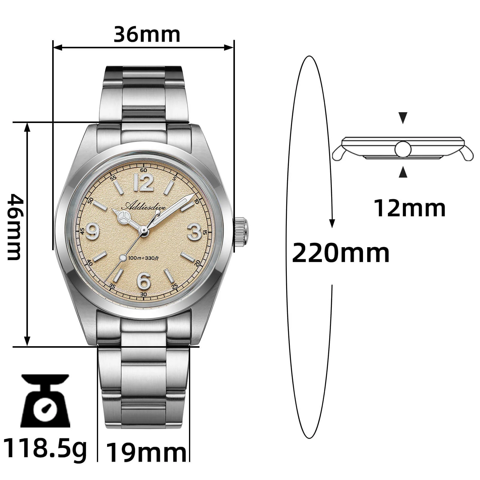 🔥Summer Sale🔥ADDIESDIVE 36mm VH31 Quartz Watch AD2518 - Image 10