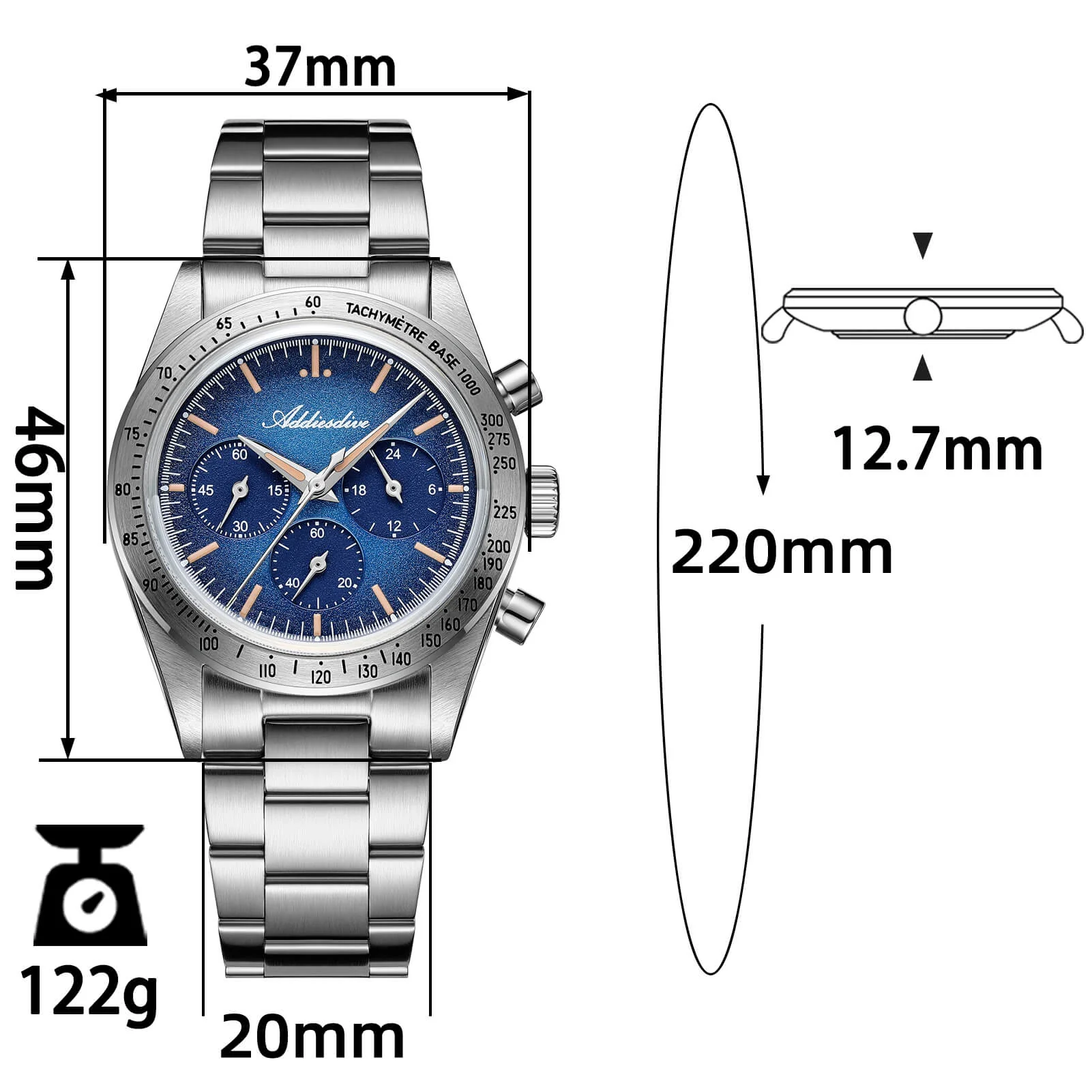 🔥EarlyBird🔥ADDIESDIVE 37mm 0s20 Chronograph Watch AD2552 - Image 11