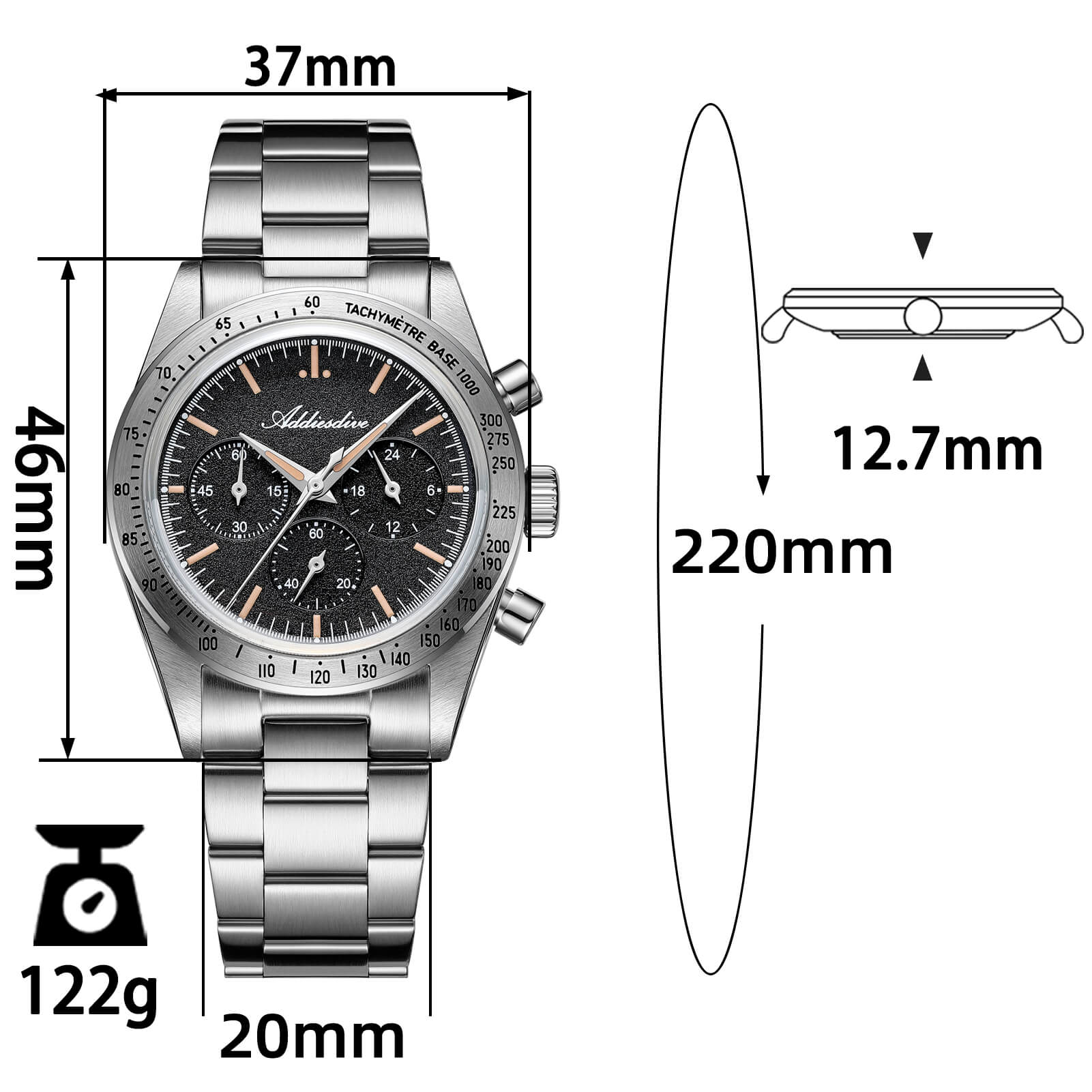 🔥EarlyBird🔥ADDIESDIVE 37mm 0s20 Chronograph Watch AD2552 - Image 17