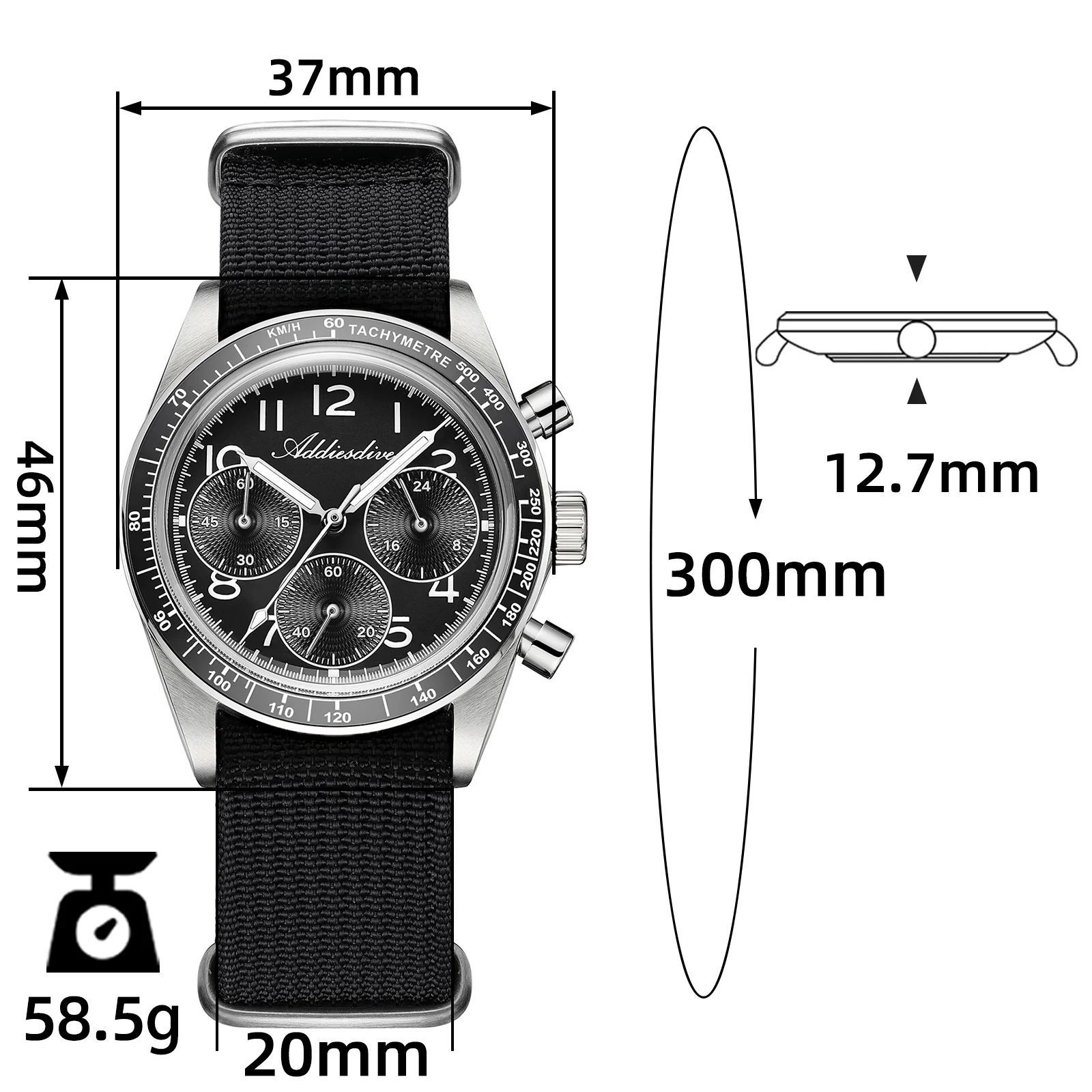 🔥Summer Sale🔥ADDIESDIVE 37mm VK63/0S20 Triple-Register Chronograph Watch AD2517/AD2543 - Image 6