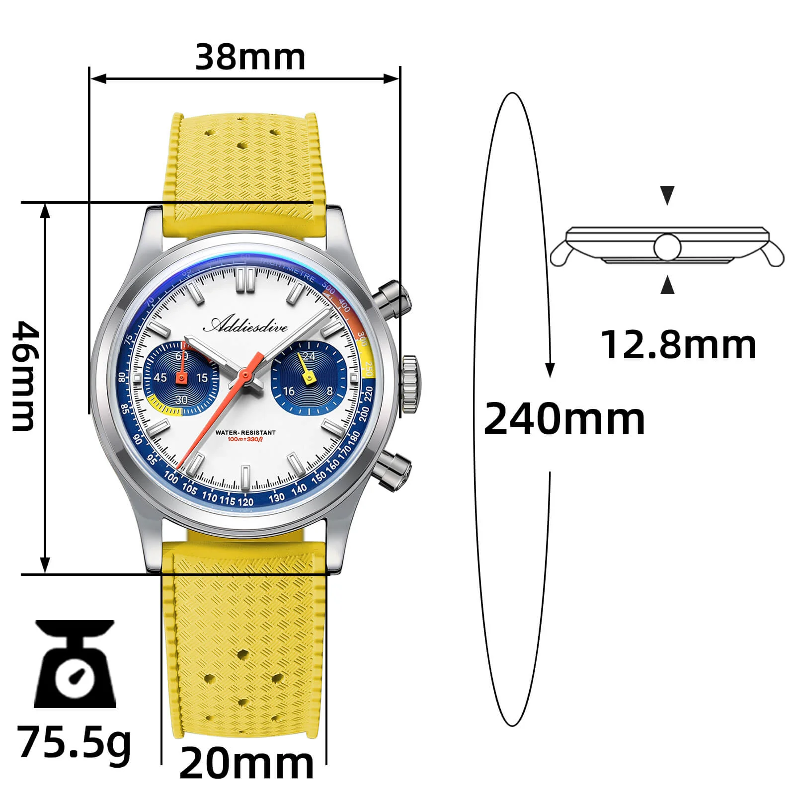 🔥Summer Sale🔥ADDIESDIVE 38mm Racing-Inspired Chronograph Watch AD2529&AD2549 - Image 24