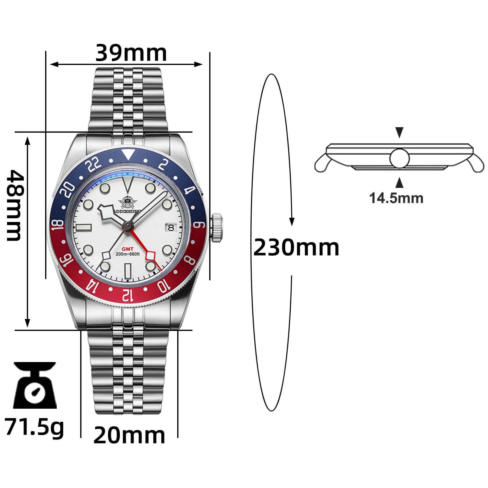 ADDIESDIVE 39mm BB58 GMT Quartz Watch AD2044 - Image 28