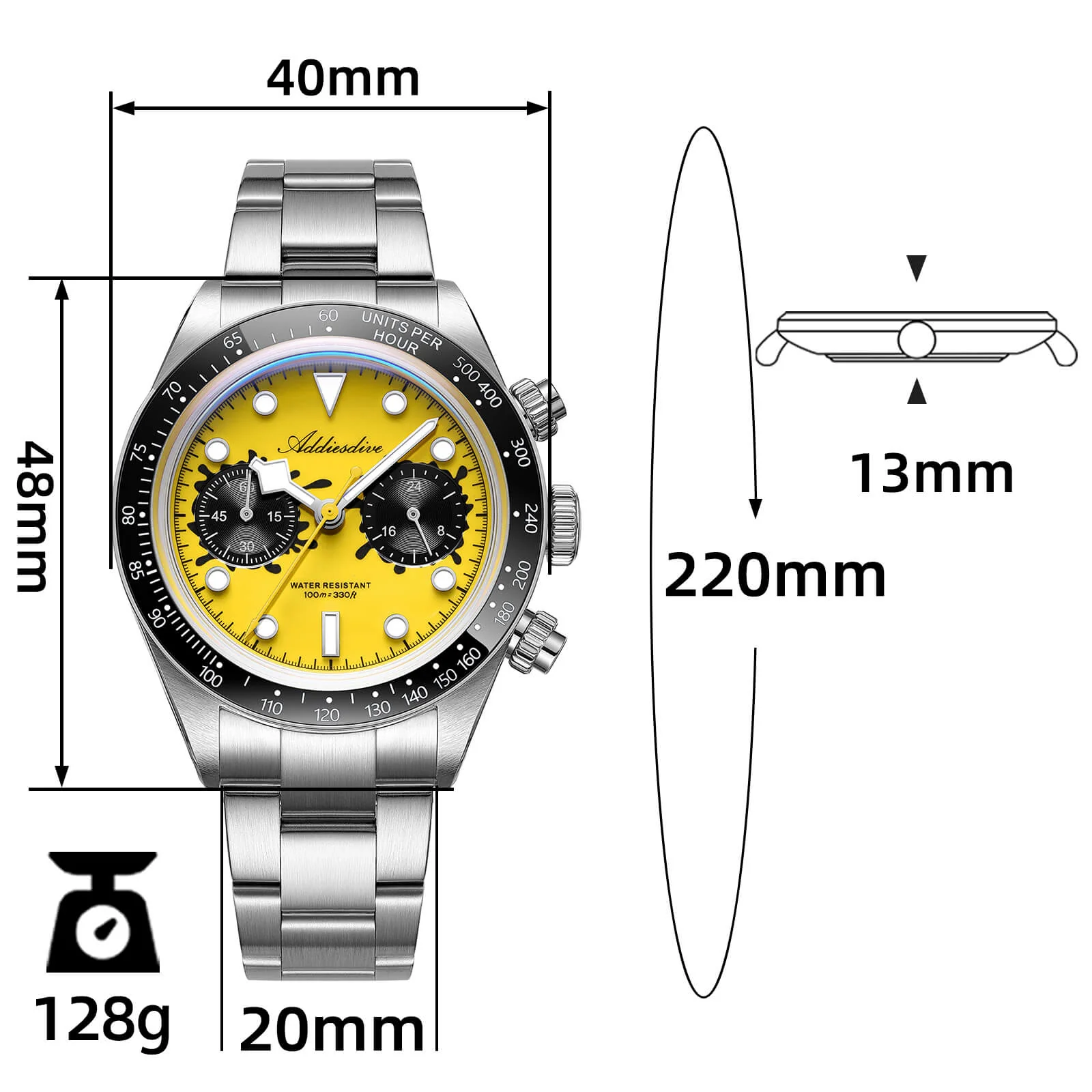 🔥Summer Sale🔥ADDIESDIVE 40mm VK64 Chronograph Watch AD2520 - Image 11