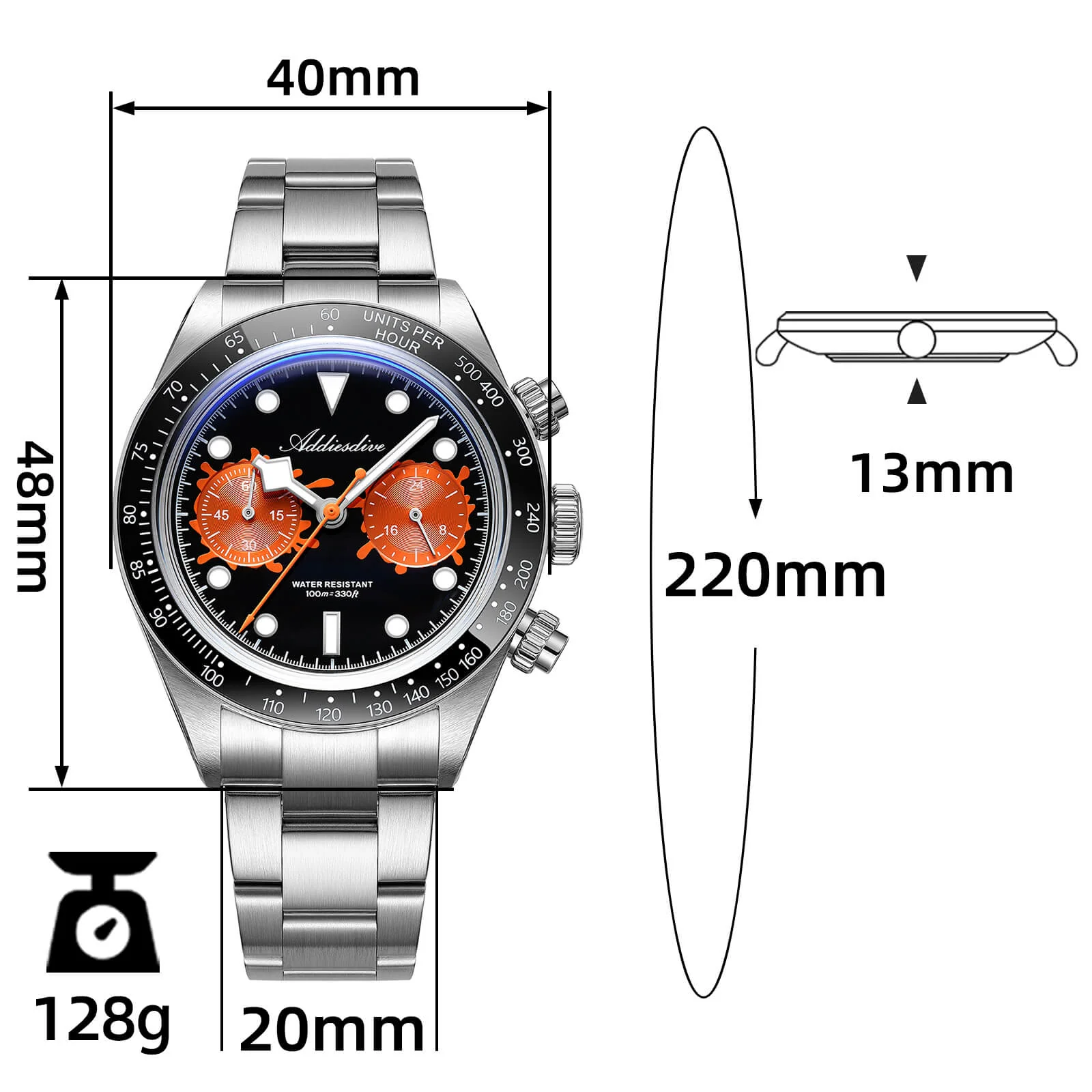 🔥Summer Sale🔥ADDIESDIVE 40mm VK64 Chronograph Watch AD2520 - Image 15