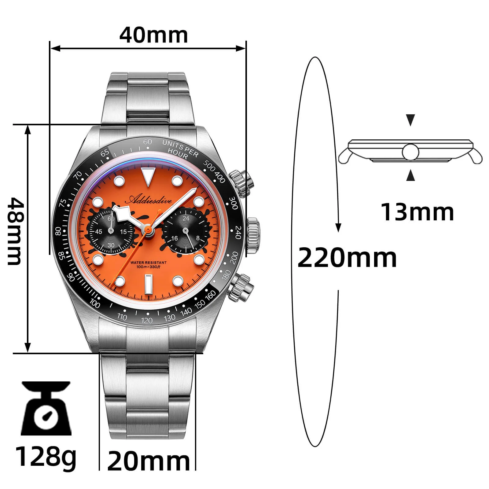 🔥Summer Sale🔥ADDIESDIVE 40mm VK64 Chronograph Watch AD2520 - Image 23