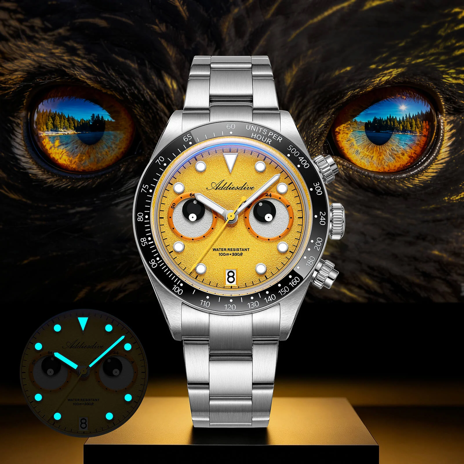 ADDIESDIVE 40mm VK64 Quartz Chronograph Eye Dial Watch AD2557 - Image 4