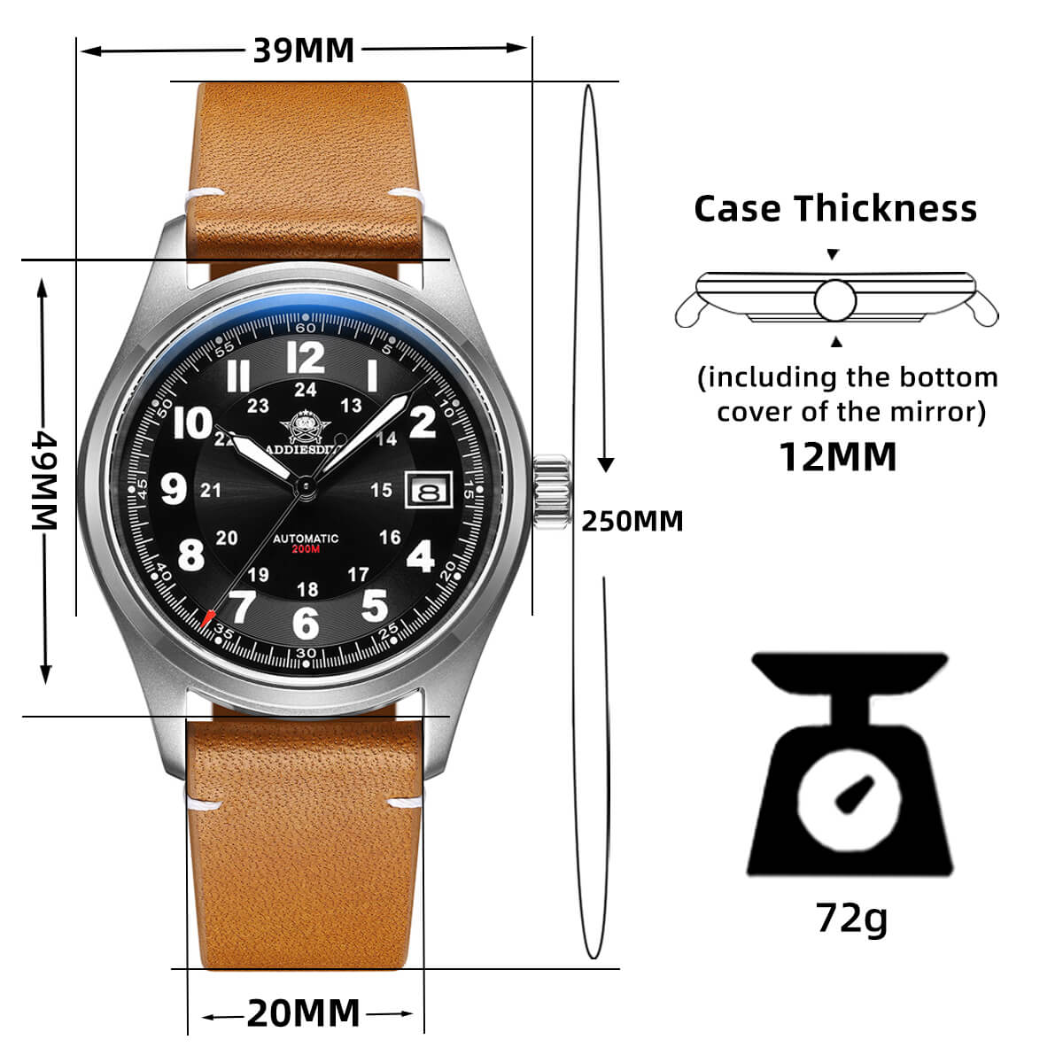 ADDIESDIVE® Men's Elegant Automatic Watch Diver 200M (AD2048) - Image 12