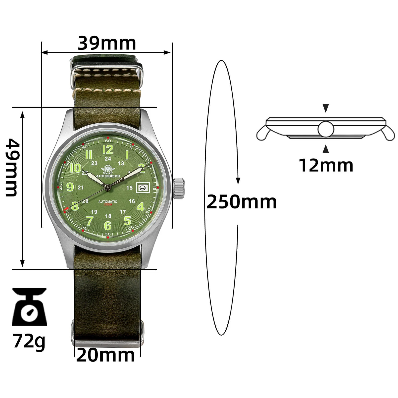 ADDIESDIVE® Men's Elegant Automatic Watch Diver 200M (AD2048) - Image 56