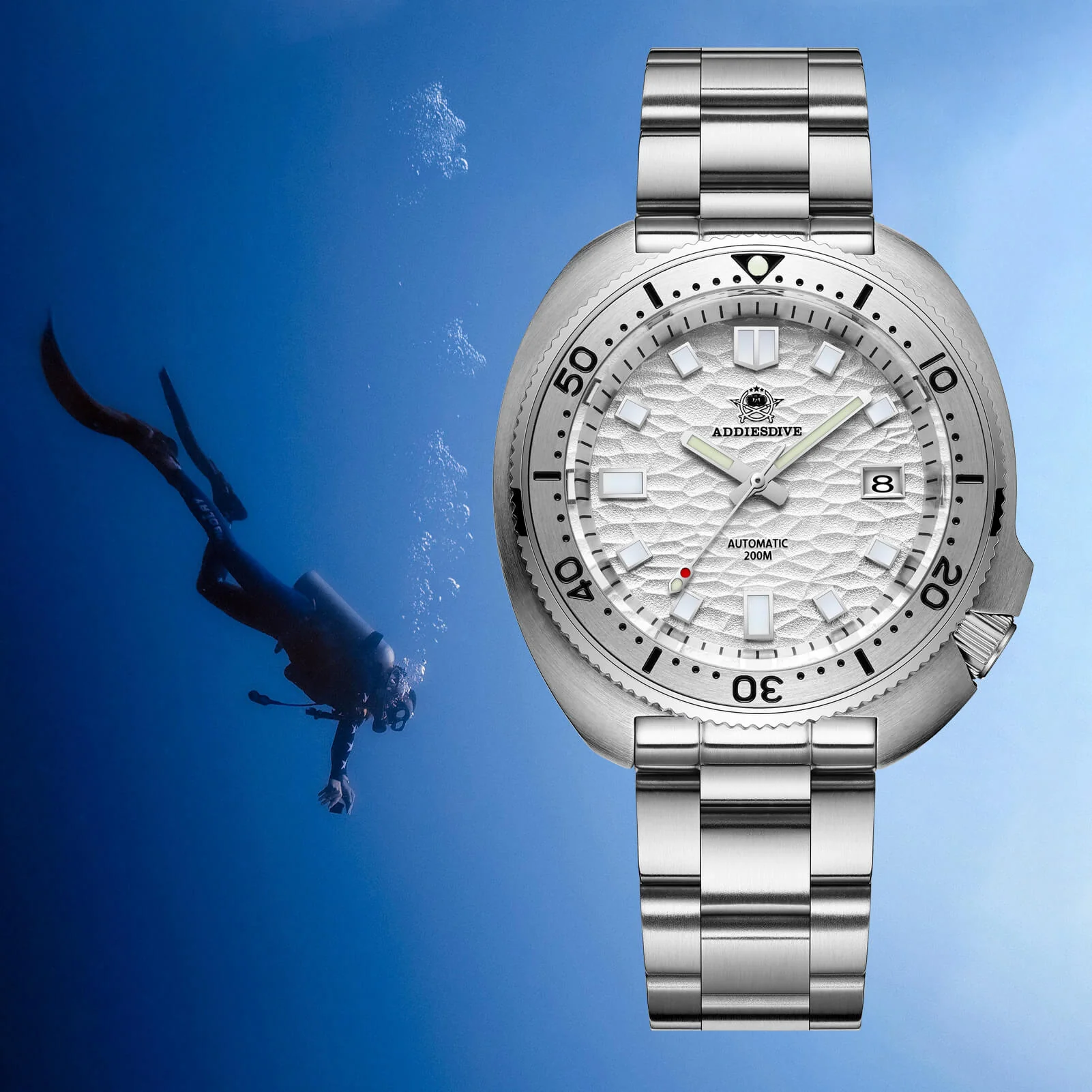 🔥Summer Sale🔥ADDIESDIVE®Turtle White Automatic Dive Watch 1970 Captain Willard Homage ( AD2117) - Image 7