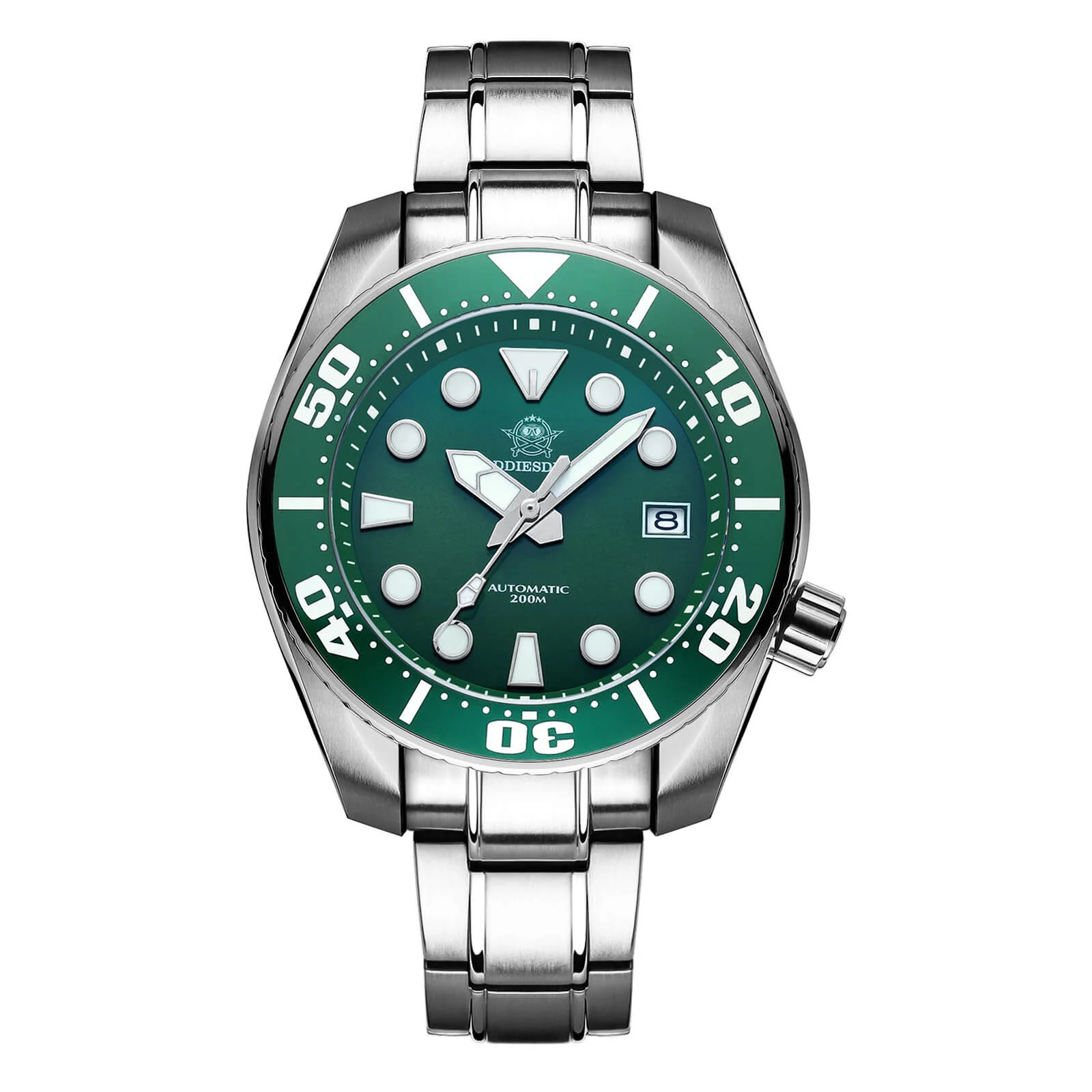 ADDIESDIVE® Sumo Green Professional Dive Watch for Men 44.5mm (MY-H10) Black/Green Dial