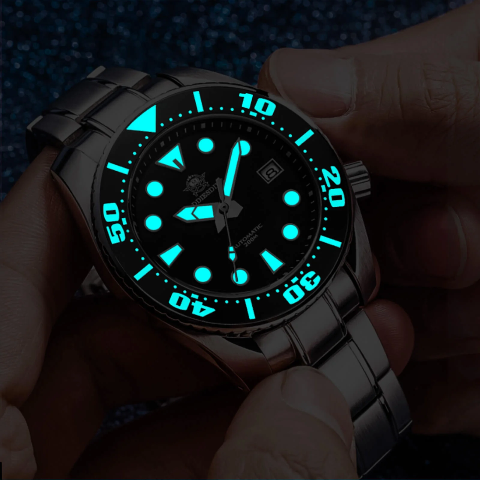 ADDIESDIVE® Sumo Green Professional Dive Watch for Men 44.5mm (MY-H10) Black/Green Dial - Image 6