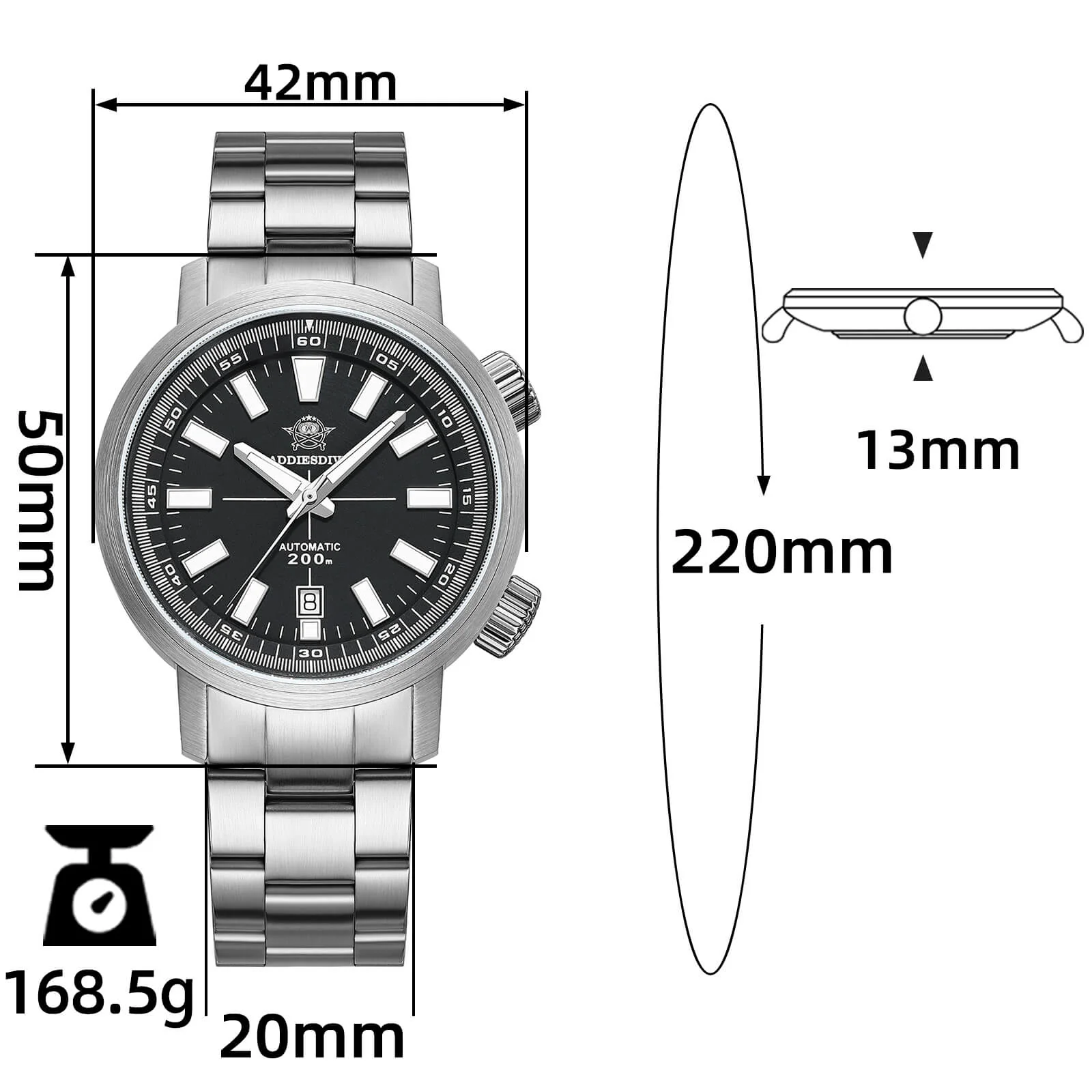 Addiesdive Dual Crown Captain Willard 6105 Homage AD2093 - Image 12