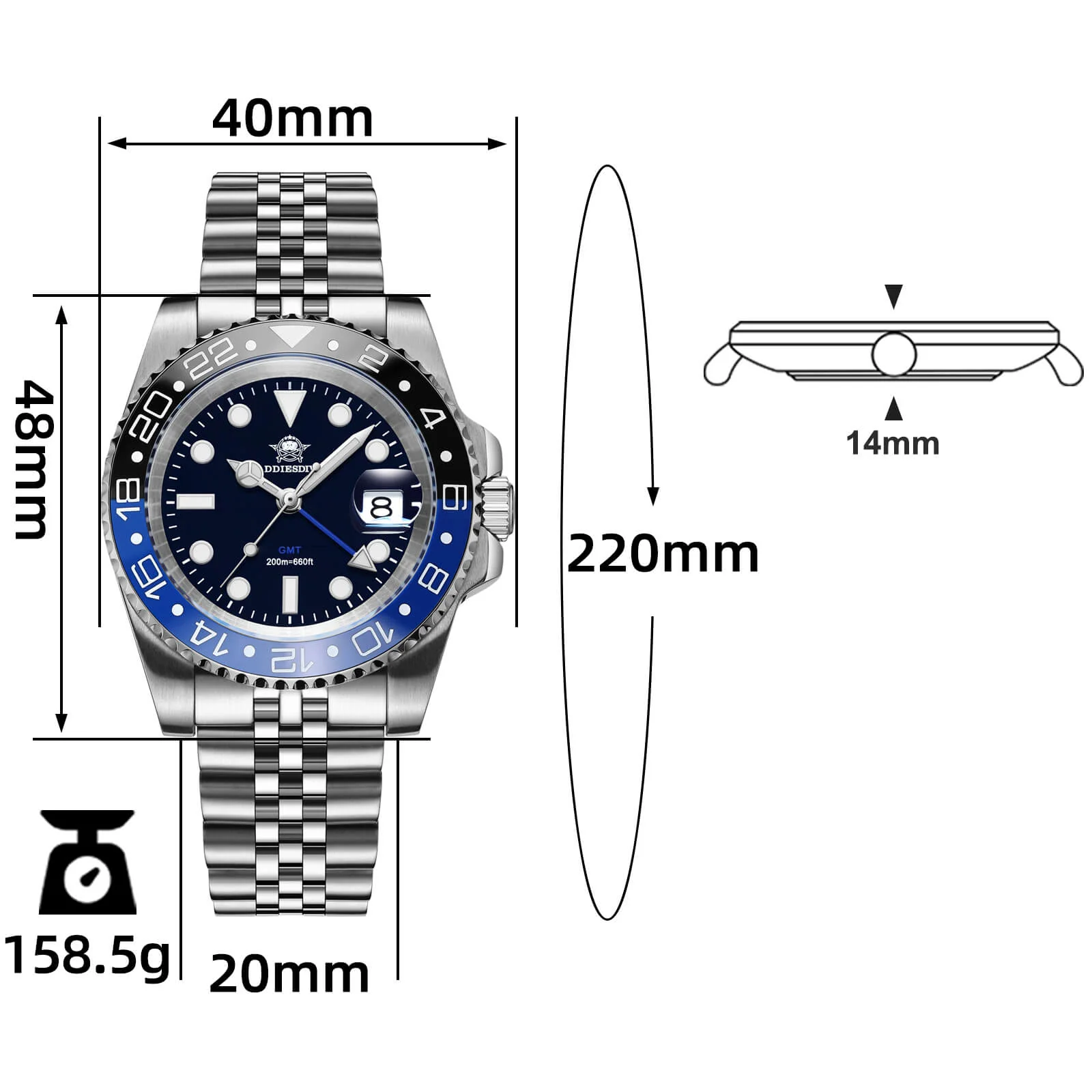 🔥Summer Sale🔥ADDIESDIVE Water Ghost Luxury Dive Watch GMT Quartz Watch AD2050-with Calendar - Image 18