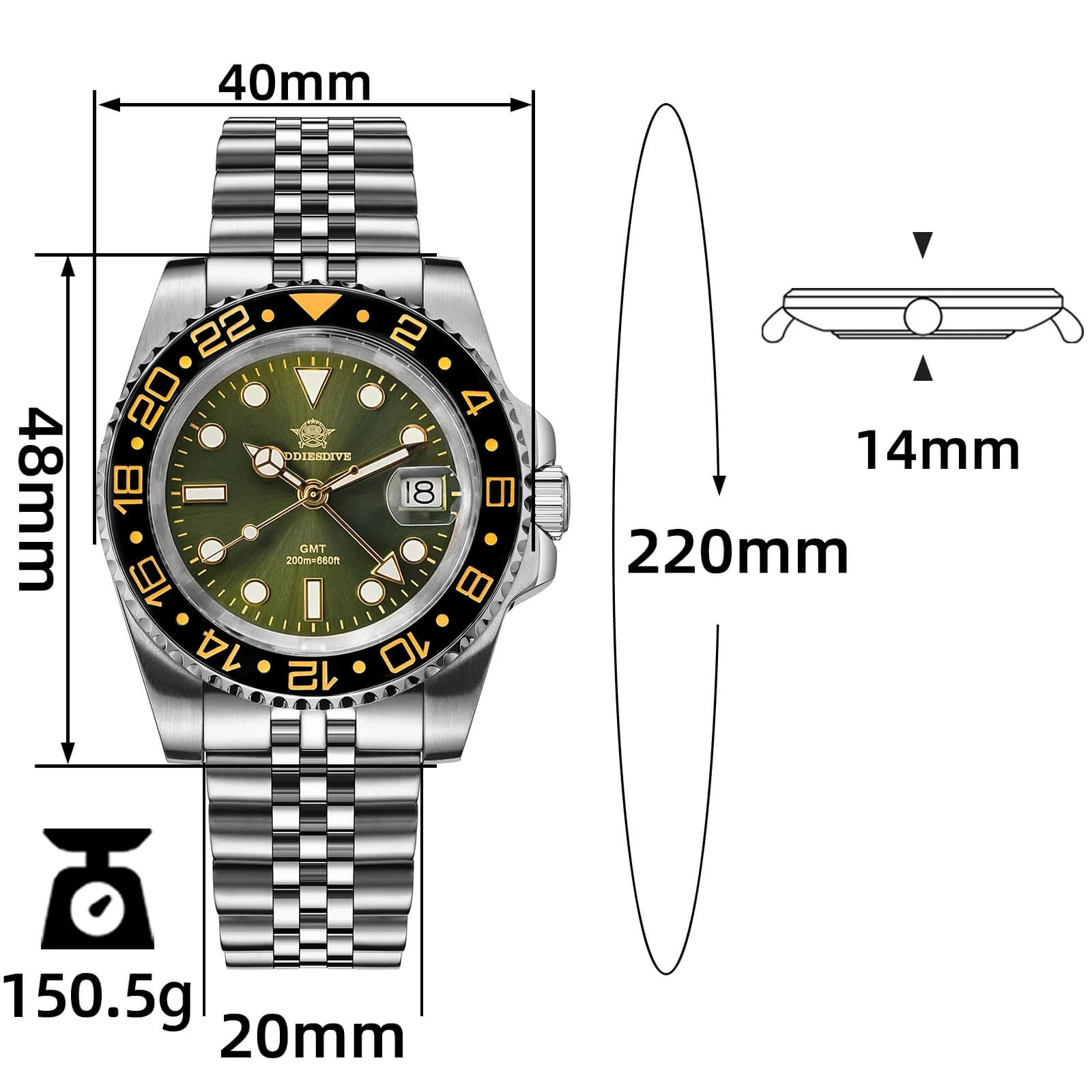 🔥Summer Sale🔥ADDIESDIVE Water Ghost Luxury Dive Watch GMT Quartz Watch AD2050-with Calendar - Image 21