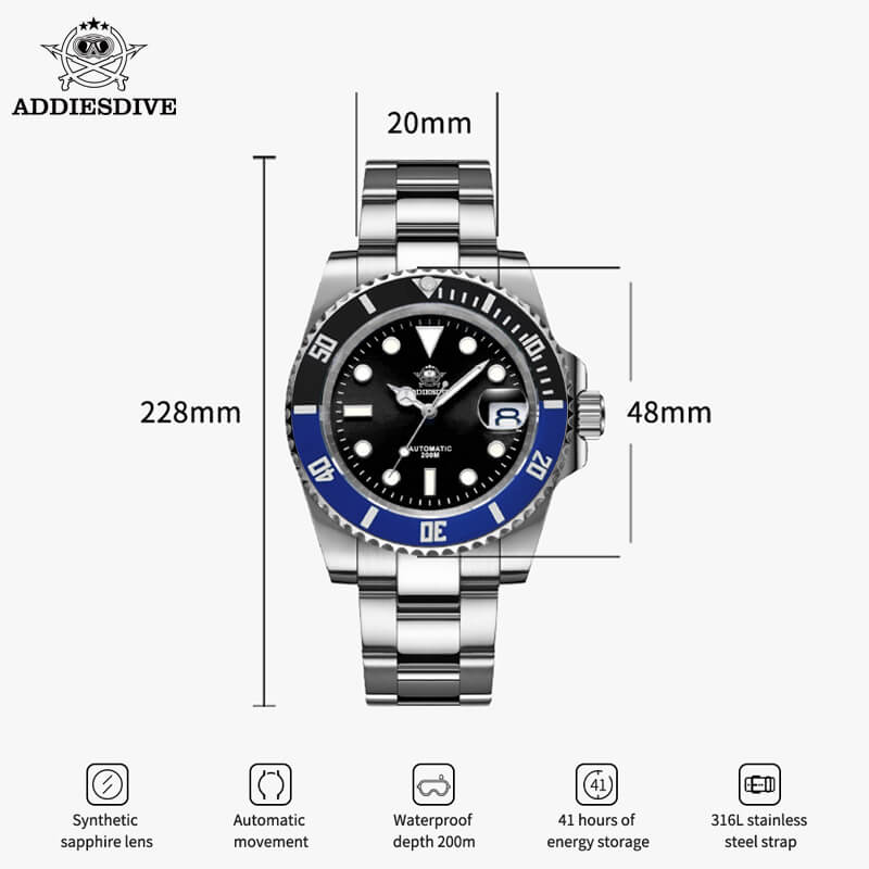 Addiesdive Two Color Sub NH35/8215 Mechanical Watch H3AC - Image 21
