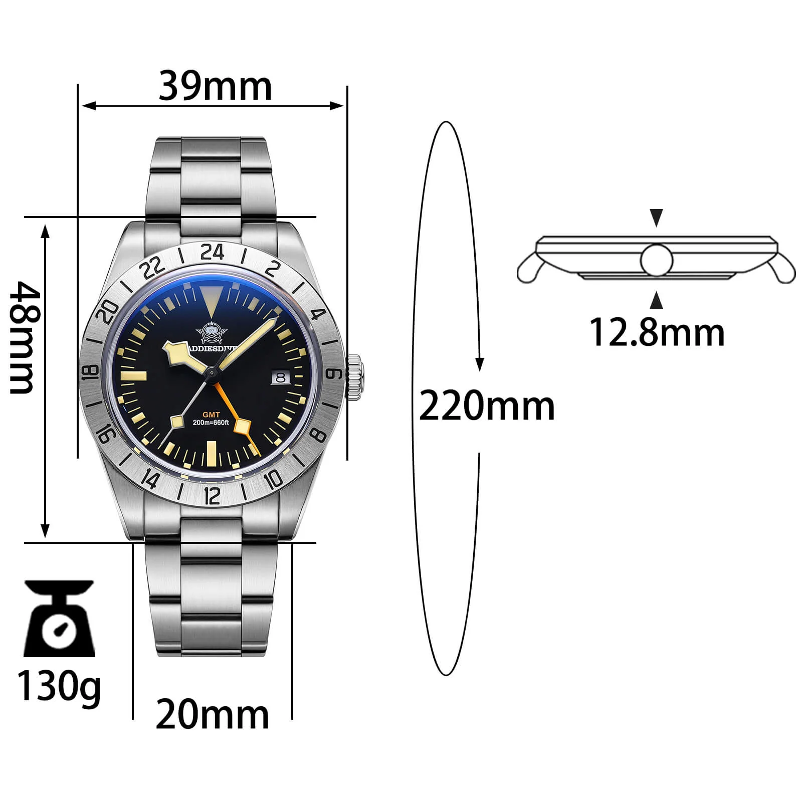 ADDIESDIVE 39mm BB GMT Quartz Watch RONDA515 Movement（AD2035/AD2036） - Image 15