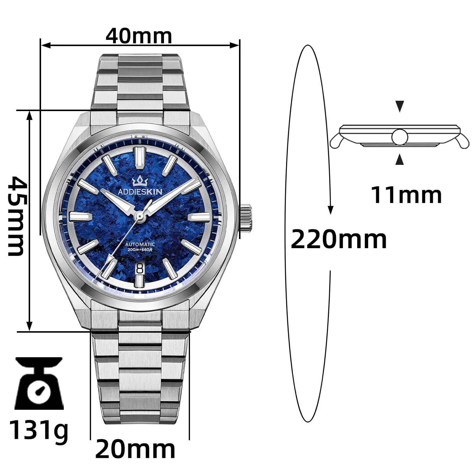 AddiesKIN 40mm Crystallized Titanium Dial Miyota 9015 Luxury Automatic Watch K006 - Image 13