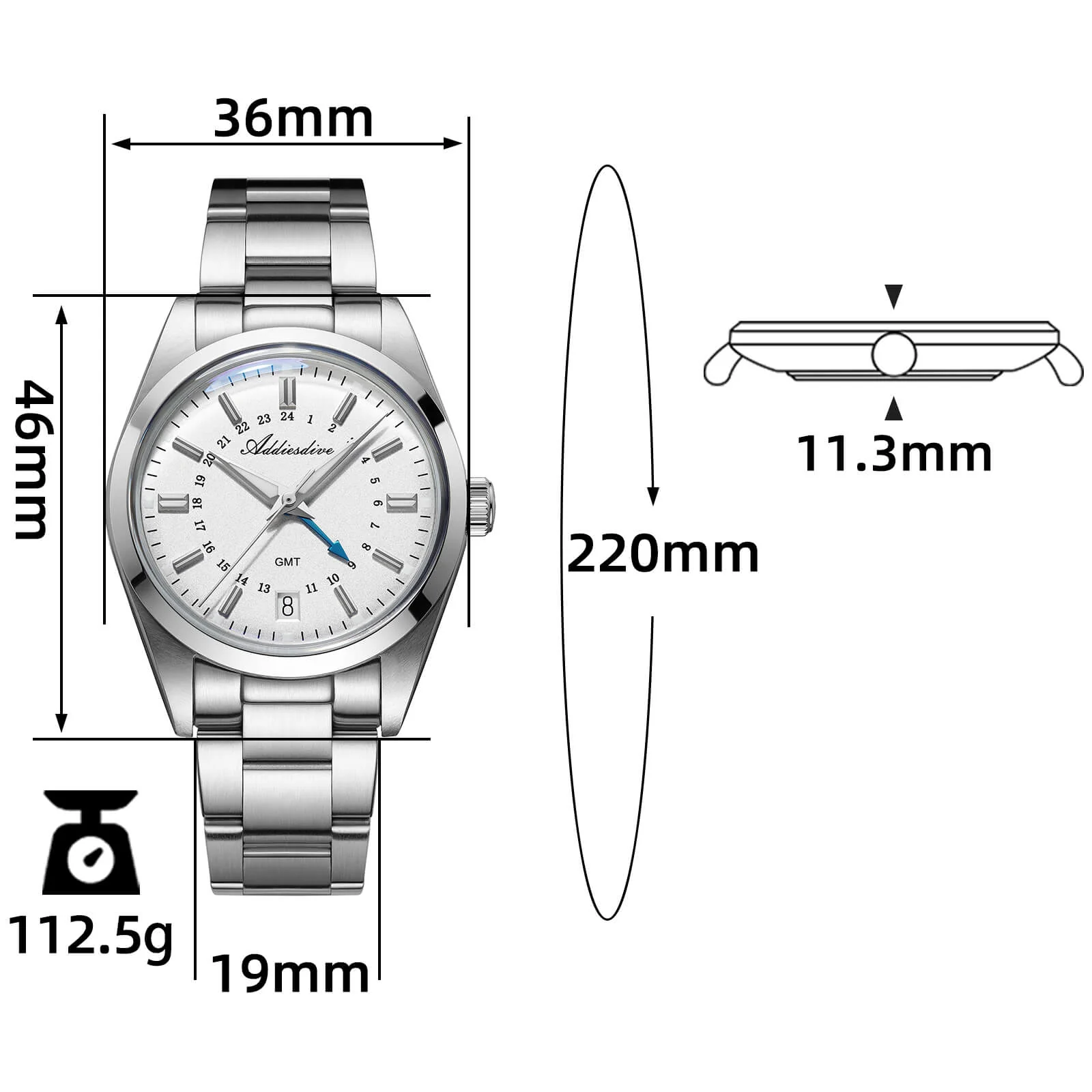 🔥Summer Sale🔥ADDIESDIVE Elegance Collection GMT Quartz Watch AD2065 - Image 17