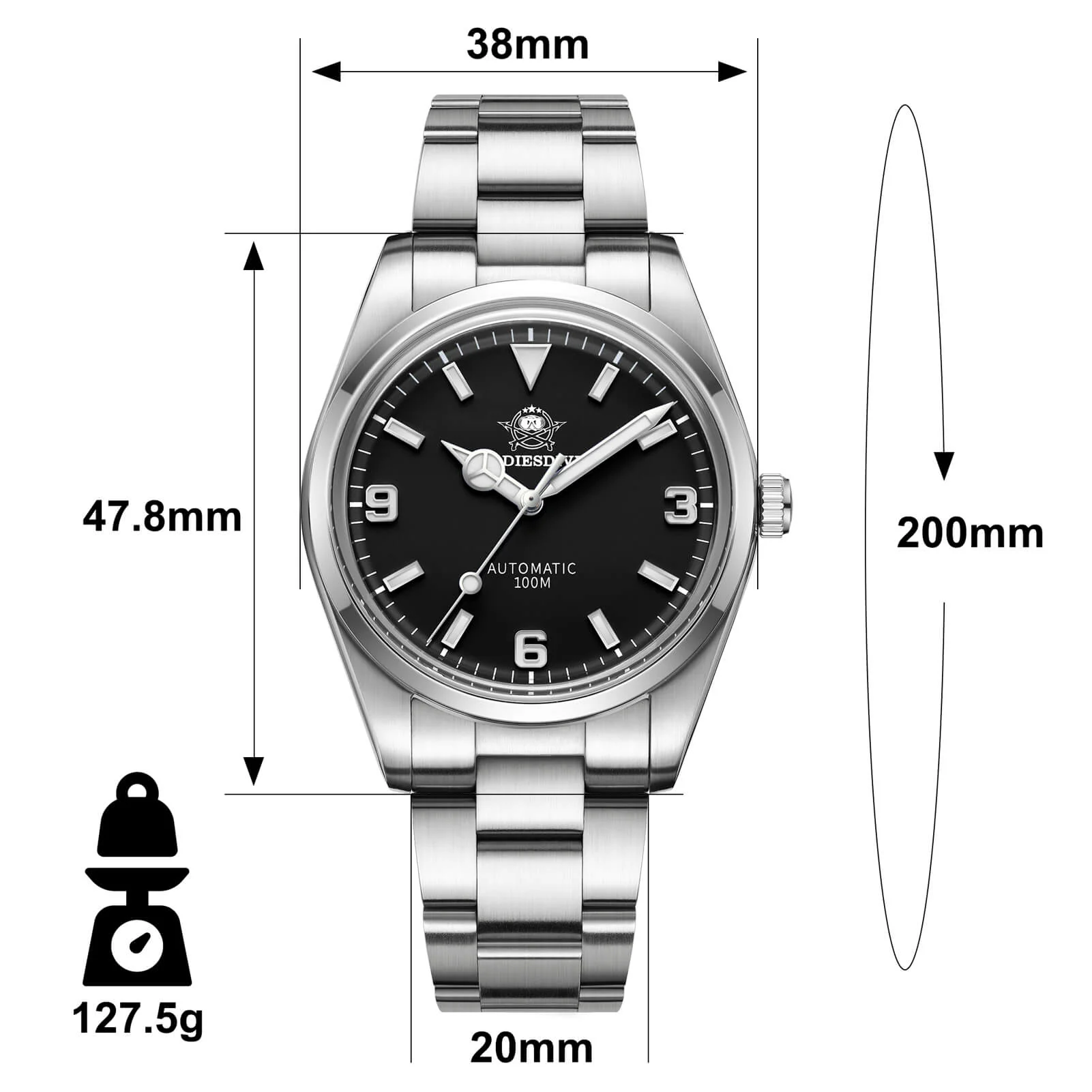 ADDIESDIVE 38mm Domed Crystal Explore Watch 100M (AD2112) - Image 3