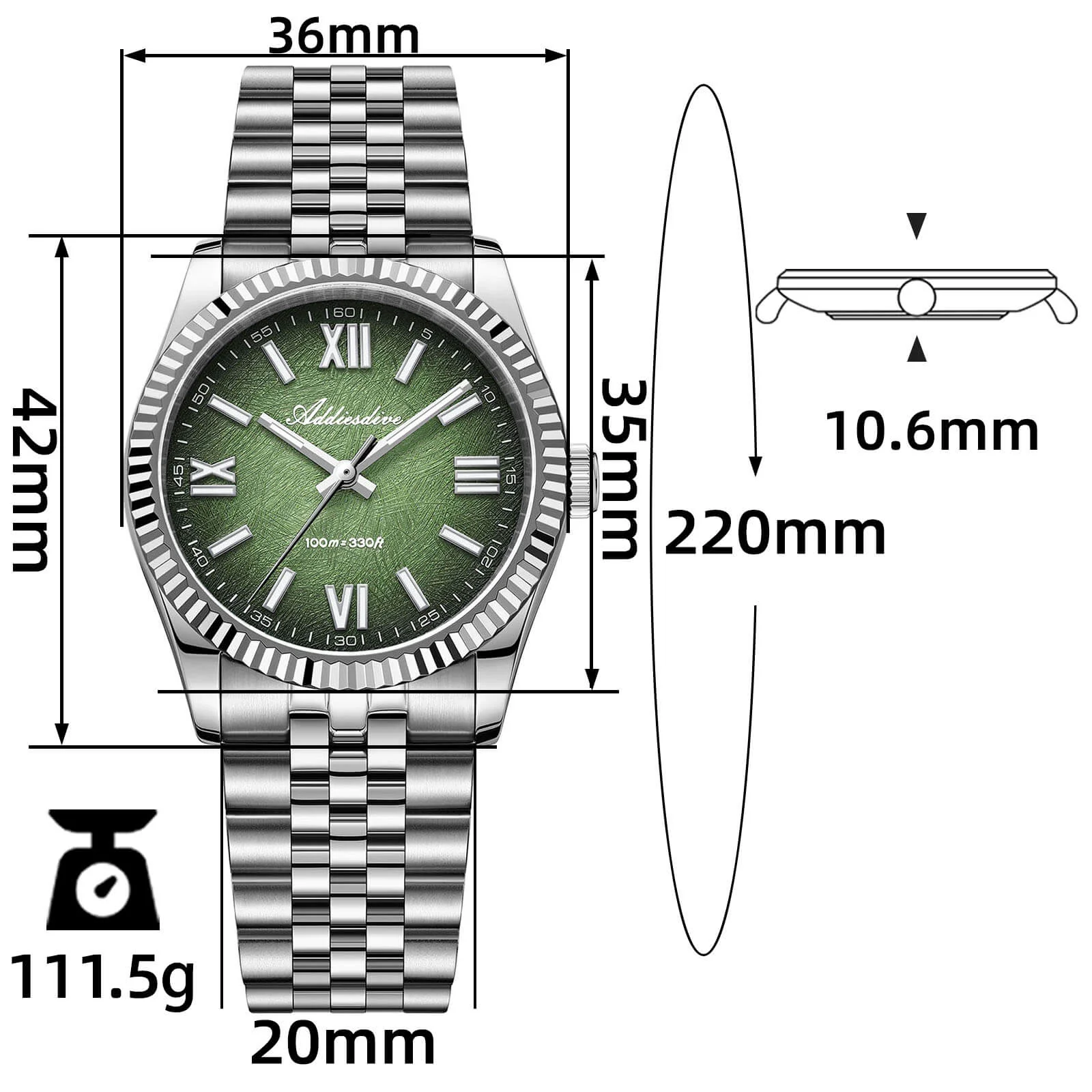 ★India Warehouse★ADDIESDIVE 36mm DJ Homage Men Watch AD2512 - Image 16