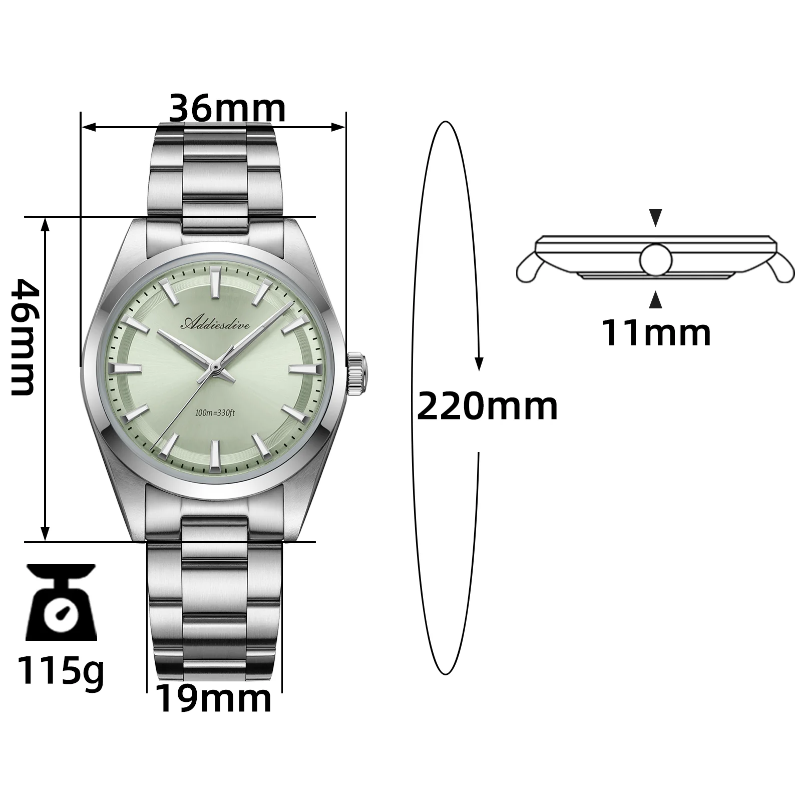 🔥Summer Sale🔥ADDIESDIVE 36mm Luxury VH31 Quartz Watch AD2066 - Image 5