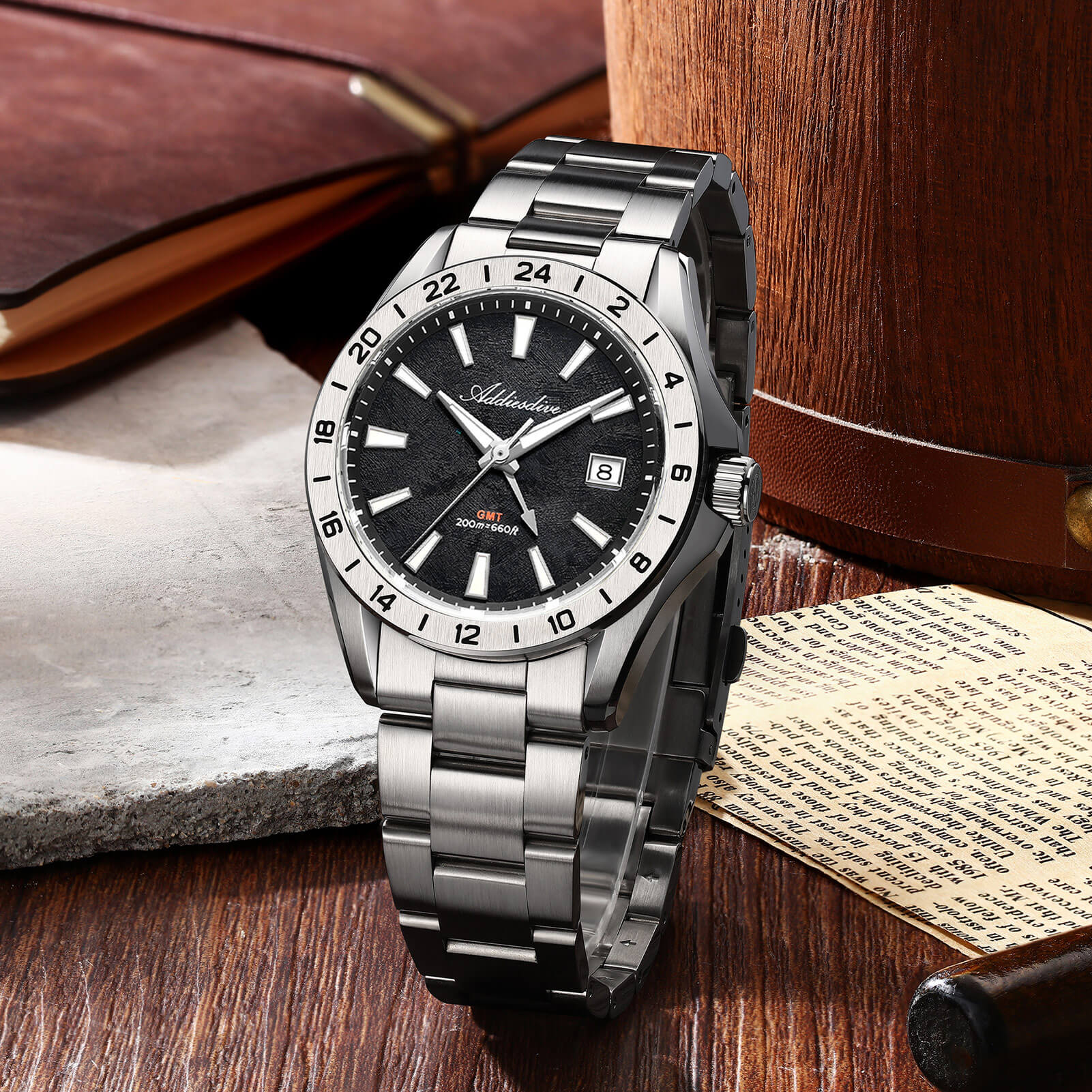 ★India Warehouse★ADDIESDIVE 38mm GMT Quartz Watch RONDA515 Movement（AD2548） - Image 9