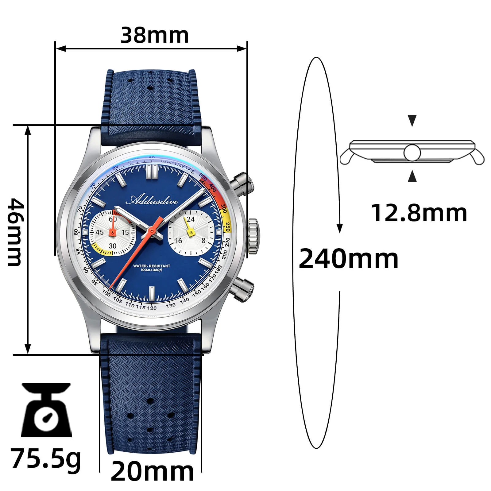 🔥Summer Sale🔥ADDIESDIVE 38mm Racing-Inspired Chronograph Watch AD2529&AD2549 - Image 17