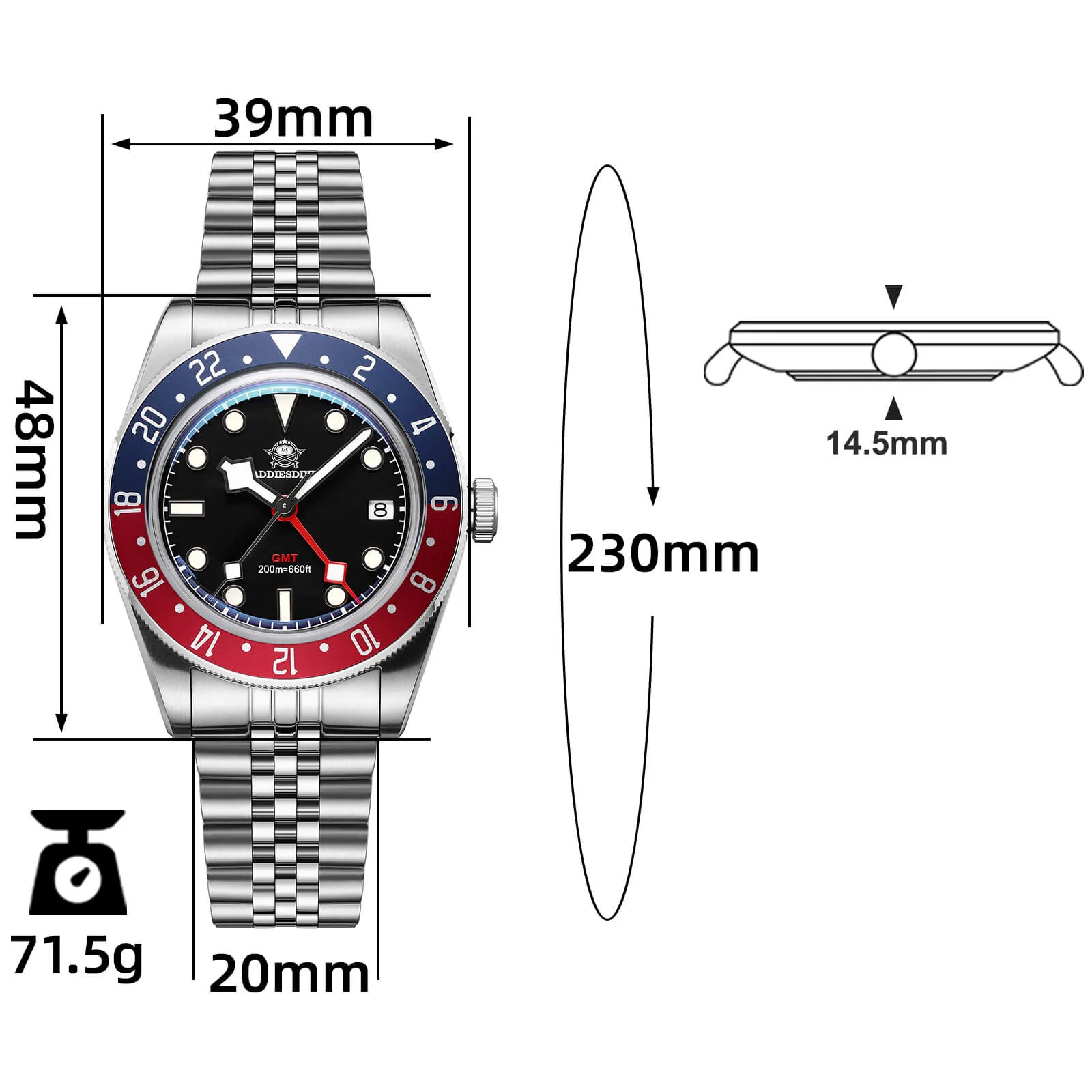 ADDIESDIVE 39mm BB58 GMT Quartz Watch AD2044 - Image 42
