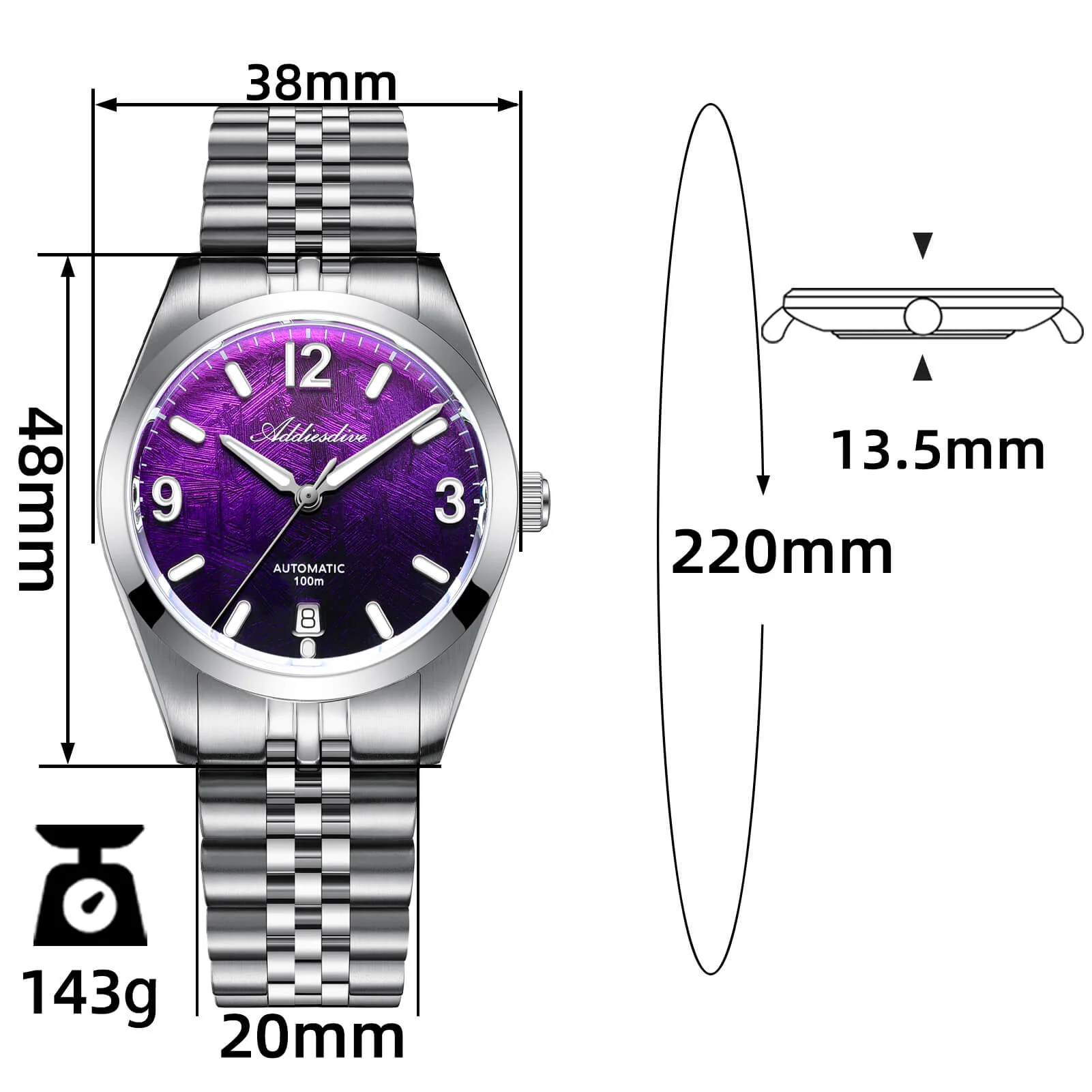 Addiesdive 39mm Luxury Automatic Watch AD2547 - Image 9