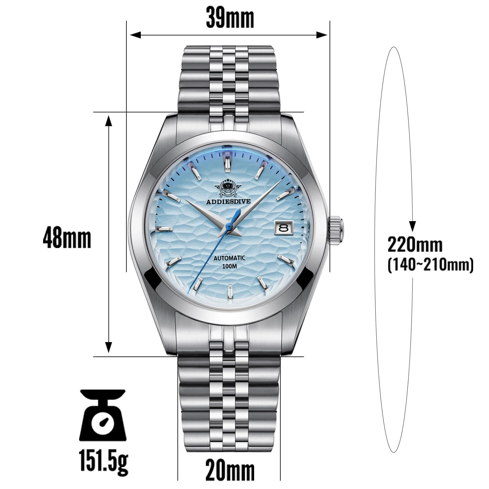 ★India Warehouse★ADDIESDIVE 39mm Retro Mechanical Men Watch AD2118 - Image 2