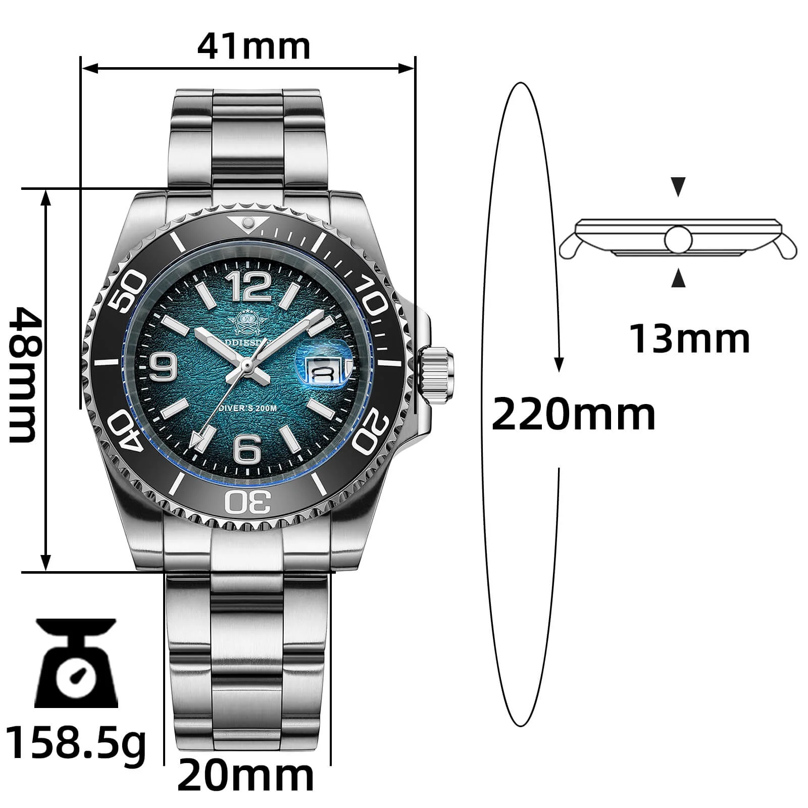 ★India Warehouse★Addiesdive 41mm Modern Sub Quartz Watch with 200M Water Waterproof，AD2513 - Image 3