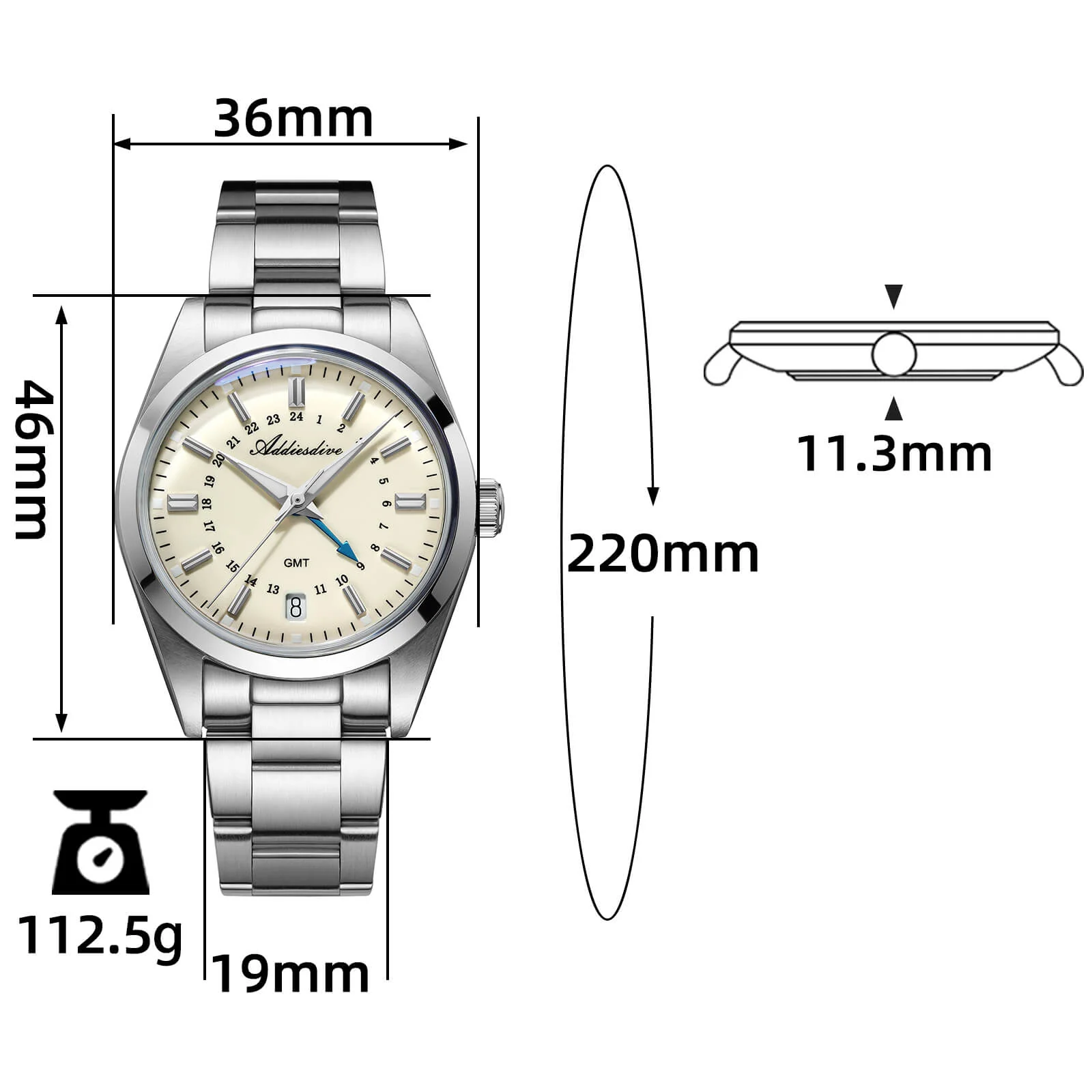 🔥Summer Sale🔥ADDIESDIVE Elegance Collection GMT Quartz Watch AD2065 - Image 3