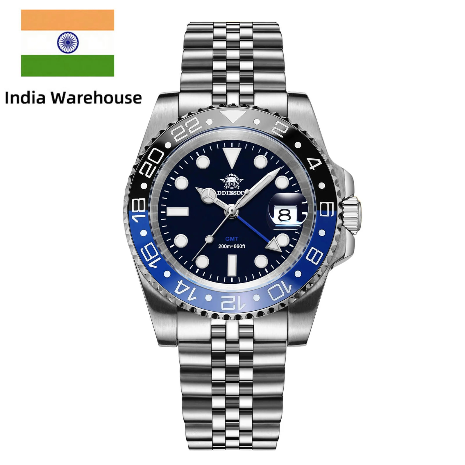 ★India Warehouse★ADDIESDIVE Water Ghost Luxury Dive Watch GMT Quartz Watch AD2050-with Calendar