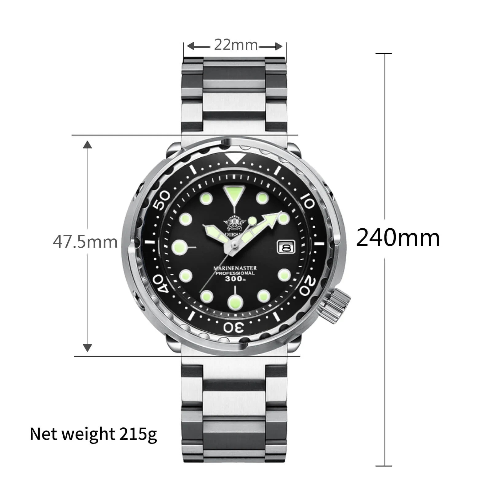 U.S. Warehouse -ADDIESDIVE® Tuna 300M Automatic Diver Watch Tuna Diver  ( MY-H5) - Image 5
