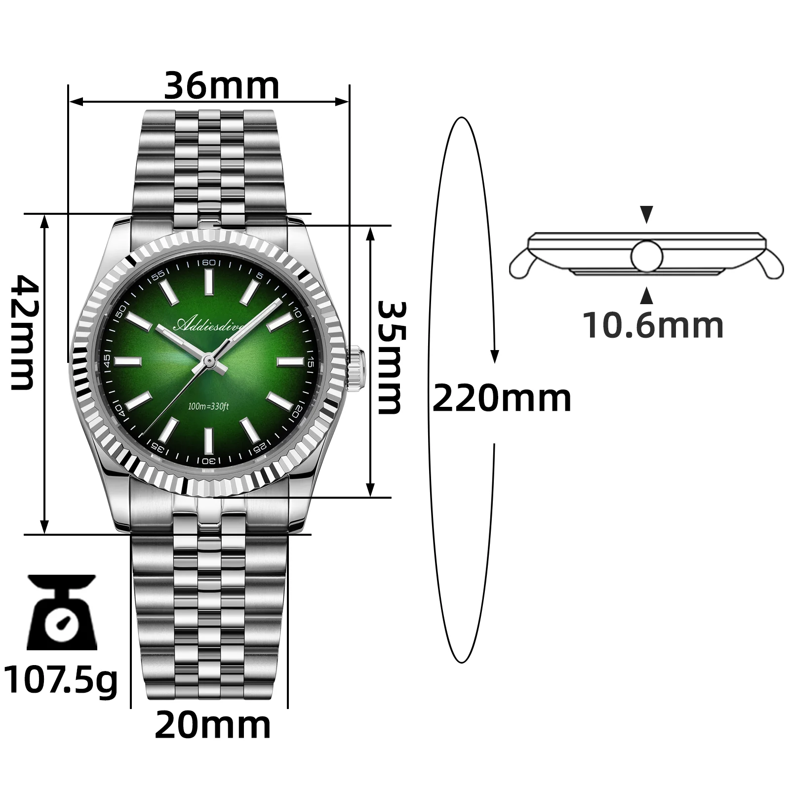 U.S. Warehouse -ADDIESDIVE 36mm DJ Homage Men Watch AD2073 - Image 18