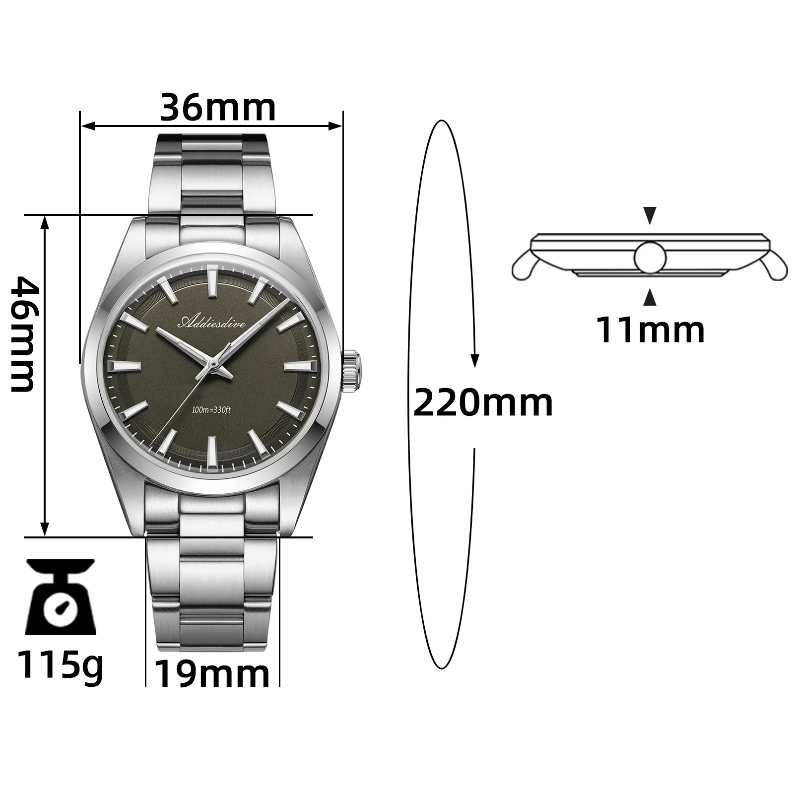 U.S. Warehouse -ADDIESDIVE 36mm Luxury VH31 Quartz Watch AD2066 - Image 2