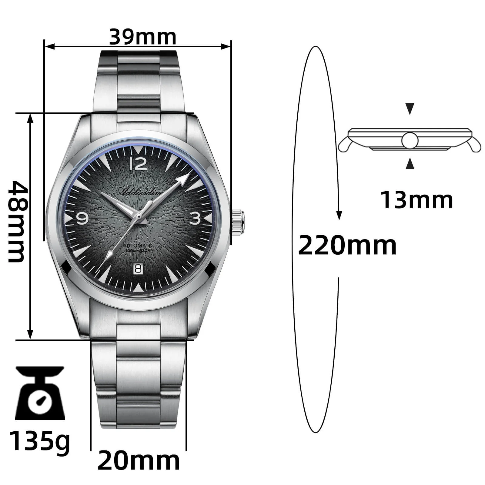 Addiesdive 39mm Breath of the Ocean Automatic 8215 Men Watch ，AD2508 - Image 13