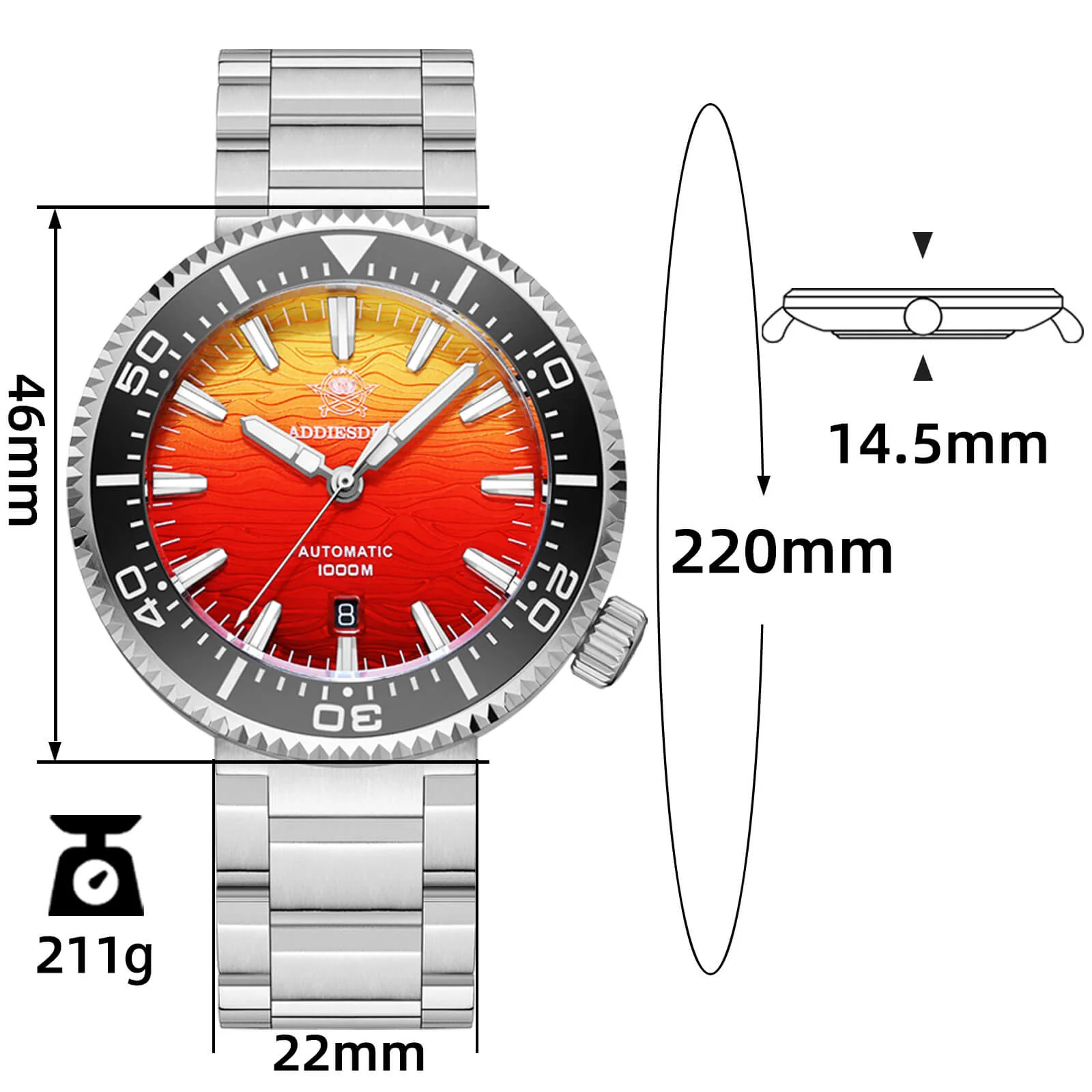 🔥Summer Sale🔥Addiesdive 46mm Puck Style Diver Watch AD2526 – 1000M Water Resistant, Japan 8215 Automatic - Image 10