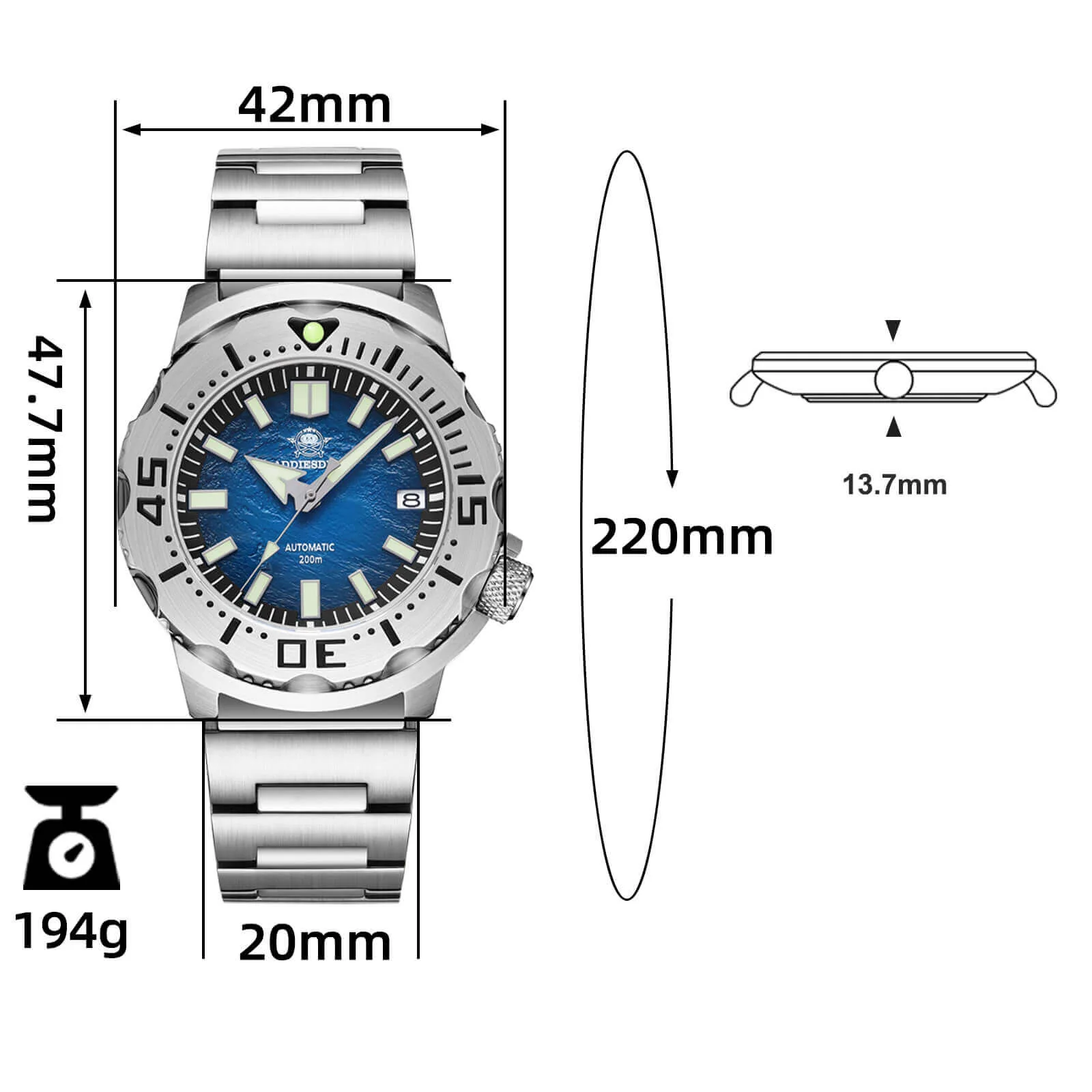 U.S. Warehouse -ADDIESDIVE OceanMonster Dive Watch AD2047 - Image 2