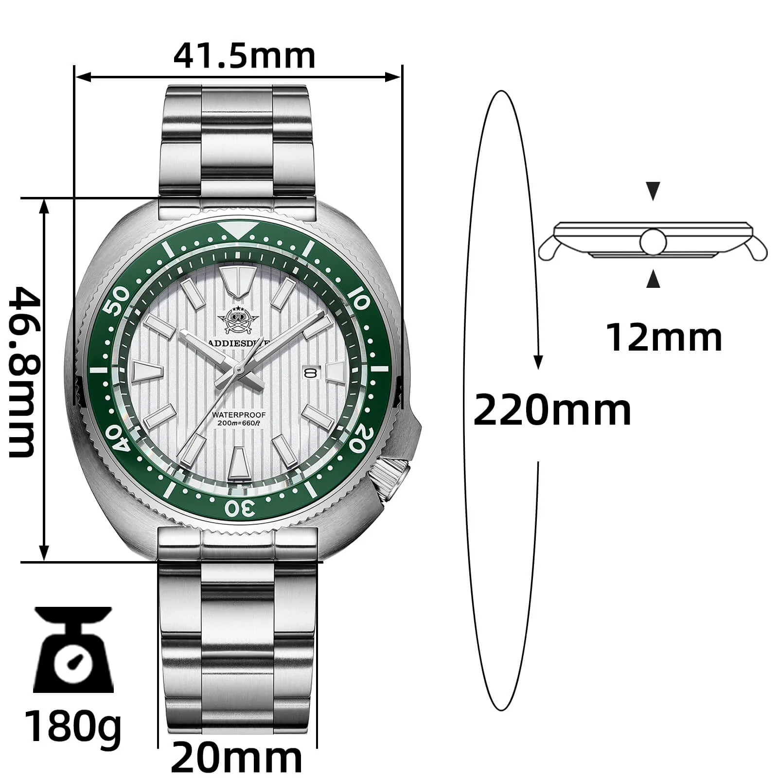 🔥Summer Sale🔥Addiesdive Turtle Quartz Diver Men Watch AD2507 - Image 14